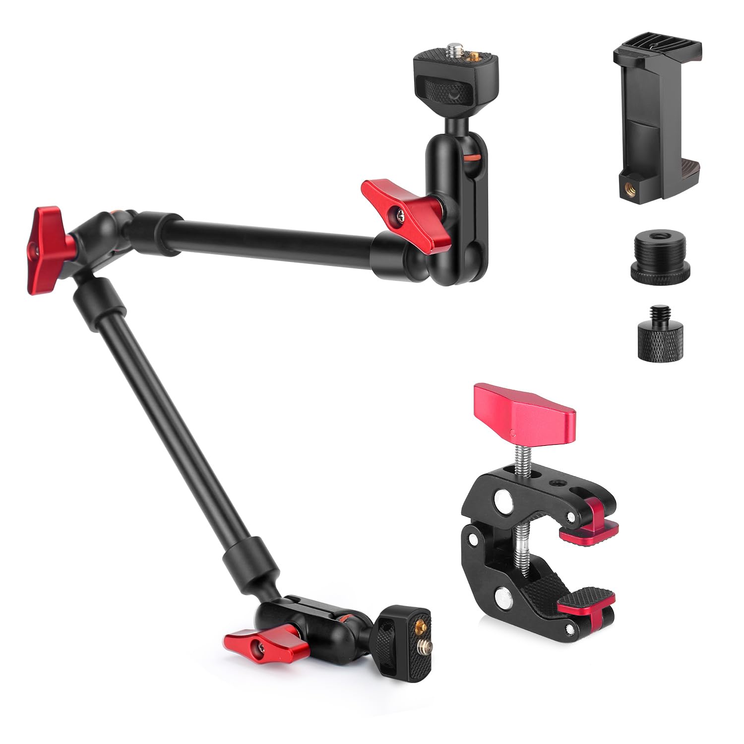 Hemmotop 22In Magic Arm With Clamp, Long Articulating Arm Camera Mount, Adjustable Phone Mount Holder 360 Rotation, Mic Arm For 