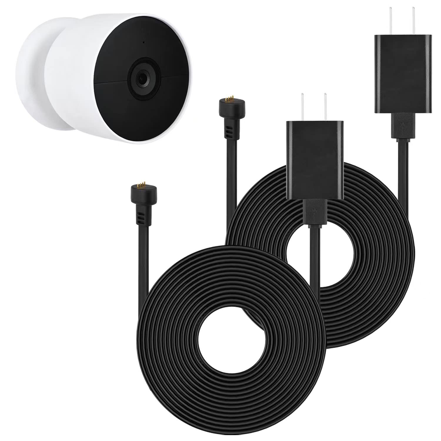 2Pack Power Cable Compatible With Ggoogle Nest Cam Outdoor Or Indoor, Battery, 30Ft/9.1M Weatherproof Outdoor Cable Continuously