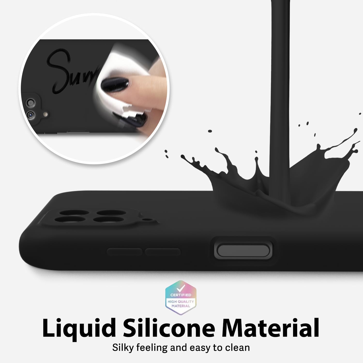 Oakxco For Samsung Galaxy A12 Phone Case Liquid Silicone Grip Bumper, Cute Thin Slim Soft Rubber Tpu Plain Smooth Gel Cover For