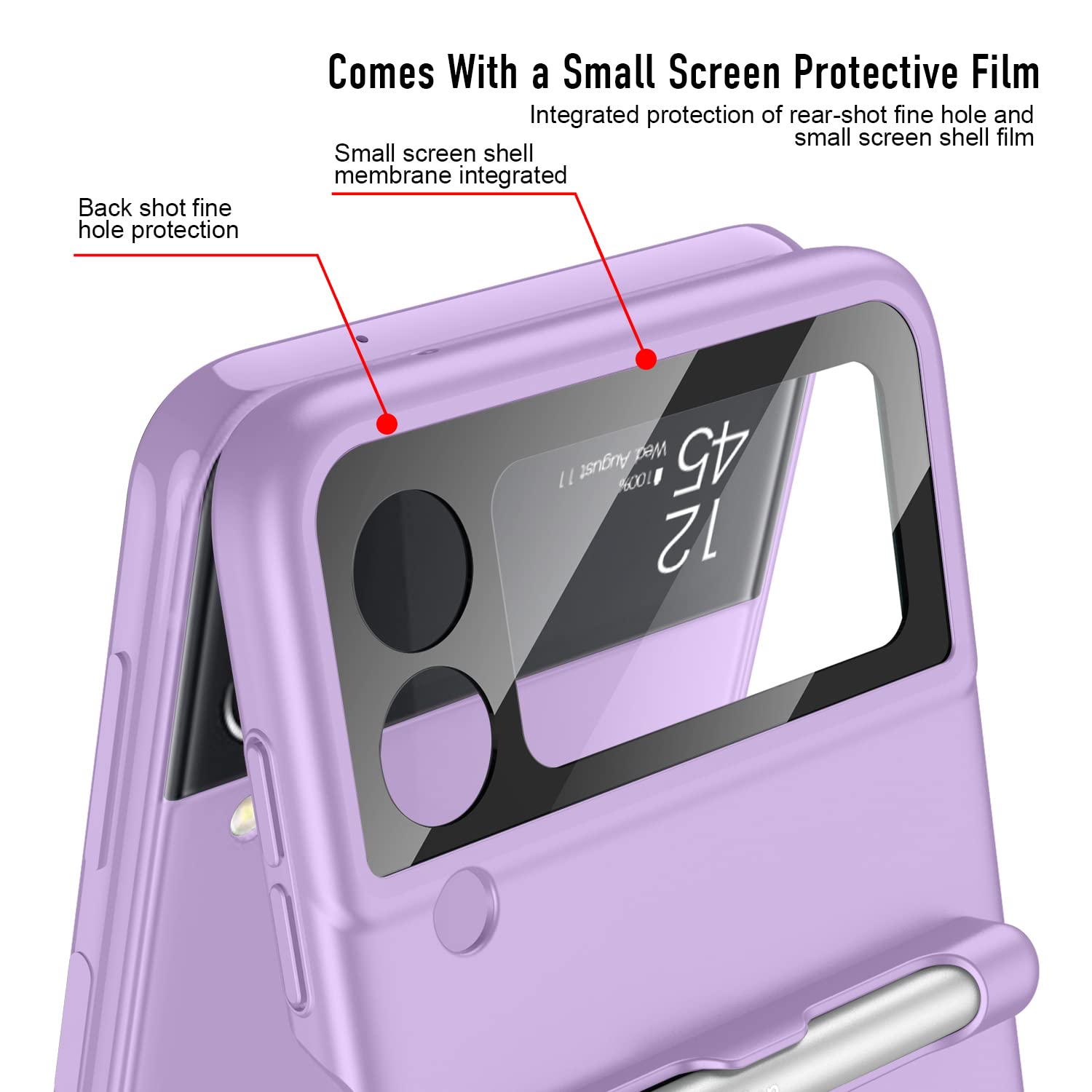 Liulanz For Samsung Galaxy Z Flip 4 Case With Pen And Ring,Ultra Thin Matte Leather Anti Drop Phone Cover With Camera Screen Pro