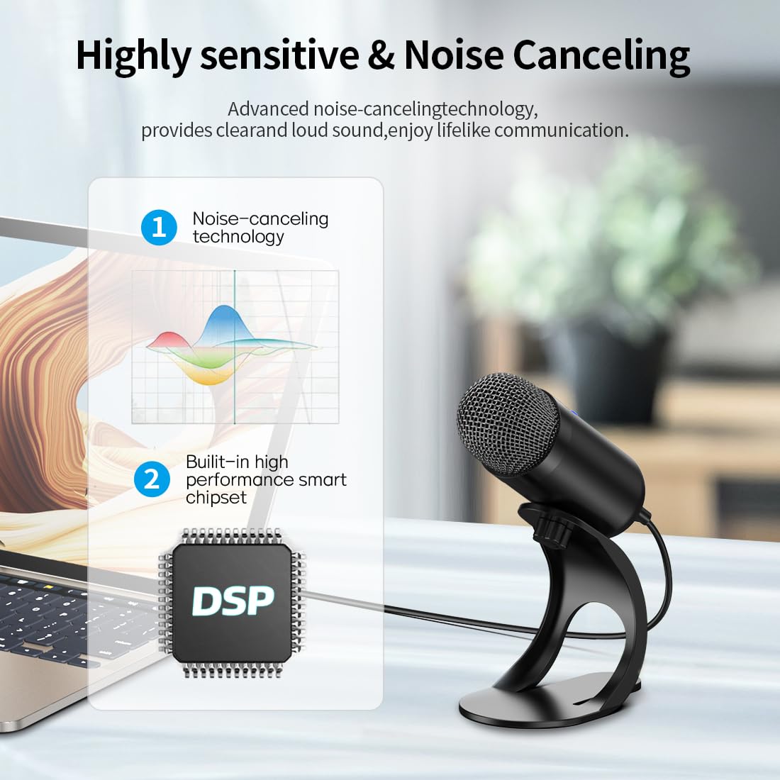 Liangstar Usb Computer Microphone, Podcast Mic Desktop With Mute Button For Recording Streaming, Omnidirectional Condenser, Plug