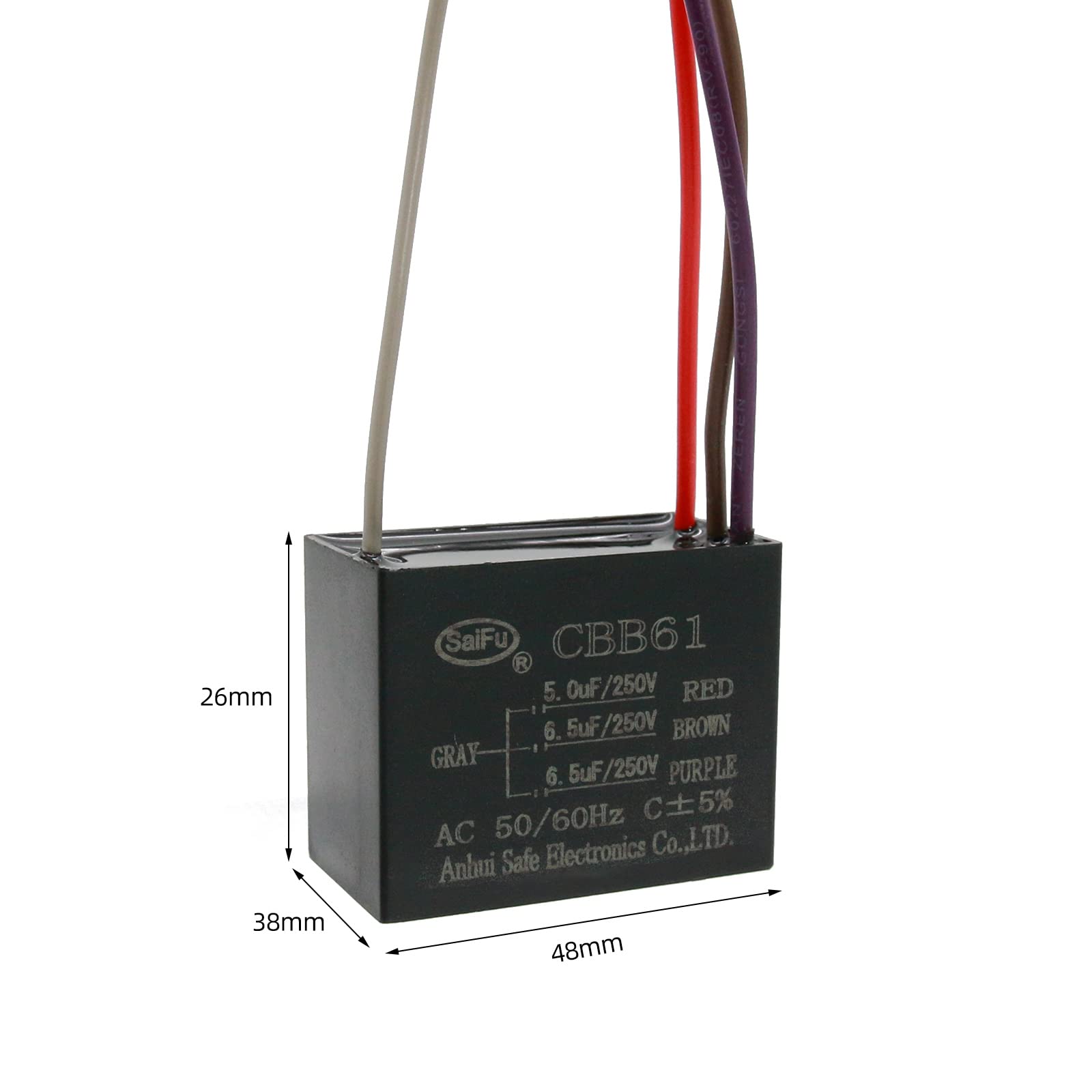 Akzytue Cbb61 Capacitor 5Uf+6.5Uf+6.5Uf 250V Ac Ceiling Fan 4 Wire 50/60Hz For Starting Electric Fan Generator Pump Motor