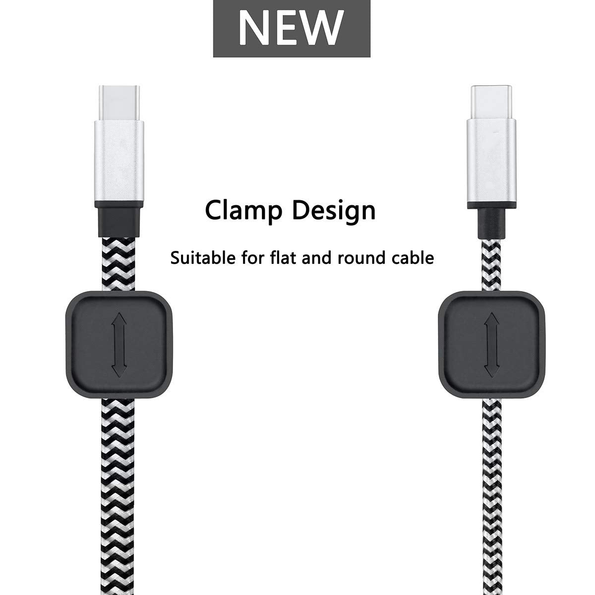Yugoo Magnetic Cable Holder Clips Multipurpose Organizer, Desktop Cord Management For All Wires (2 Pack, Black And White)