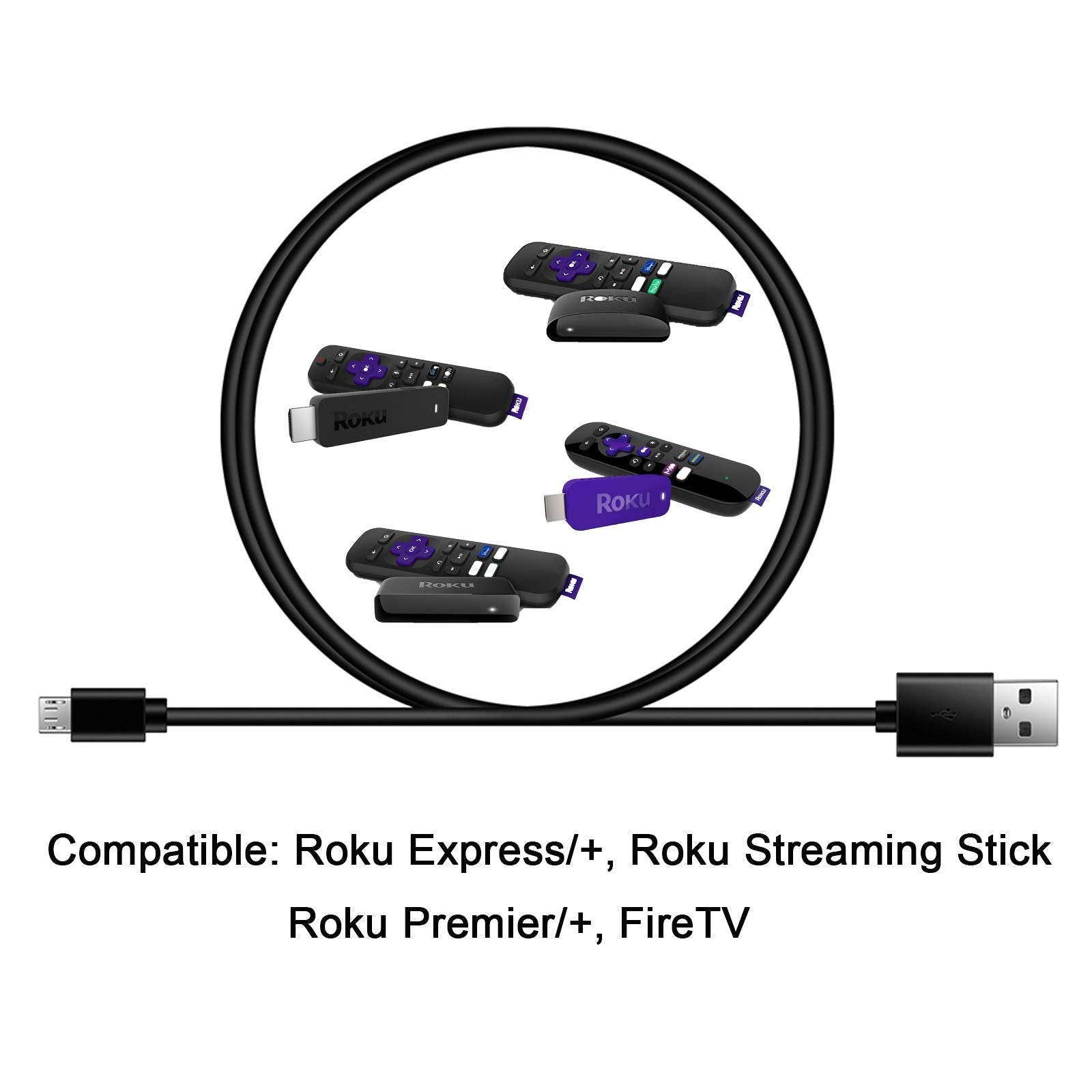 Roku 5V 1A/1.5A Usb Power Adaptor Supply Charger Replacement For Streaming Stick, Express/Plus, Express 4K/Plus, Premiere & Voice Remote Pro (Not For Ultra & Streaming Stick Plus/4K)