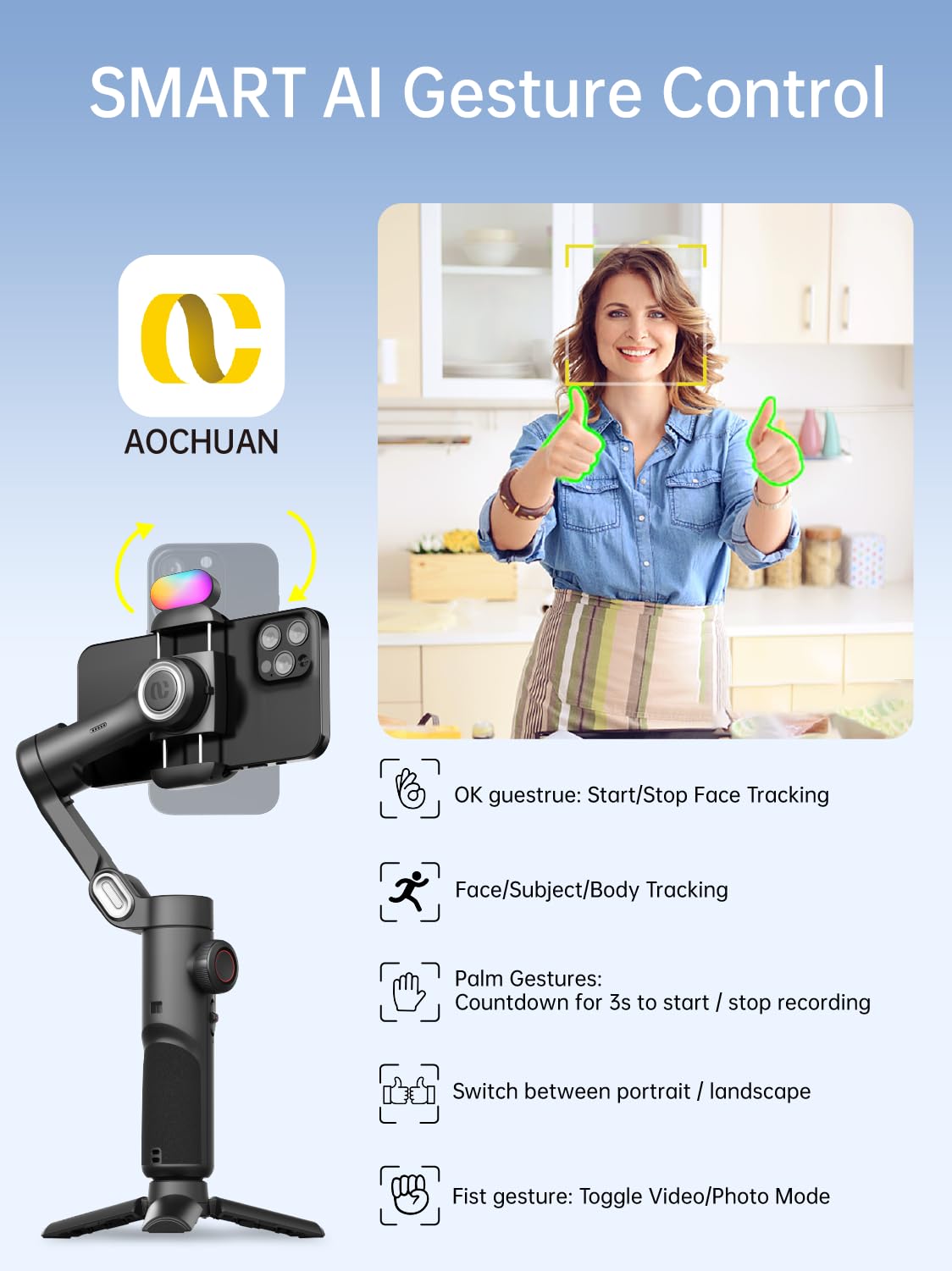 Gimbal Stabilizer Smartphone Iphone Video: Iphone Stabilizer Gimbal Smartphone Foldable 3 Axis Handheld Portable Android Gimbal