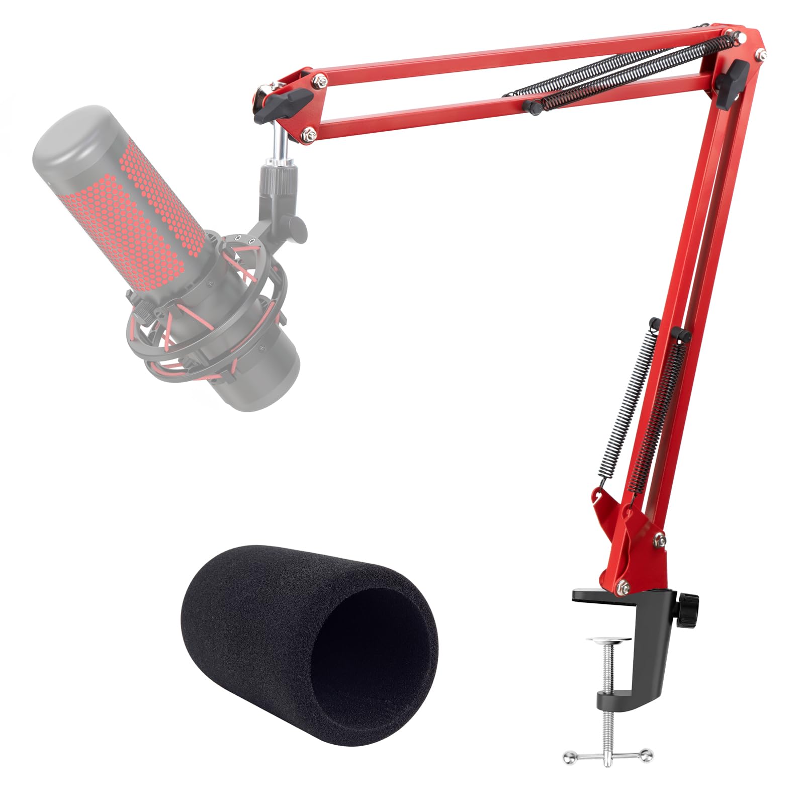 Red Mic Arm Compatible With Hyperx Quadcast S   Premium Quadcast S Microphone Boom Arm For Gaming, Streaming By Youshares