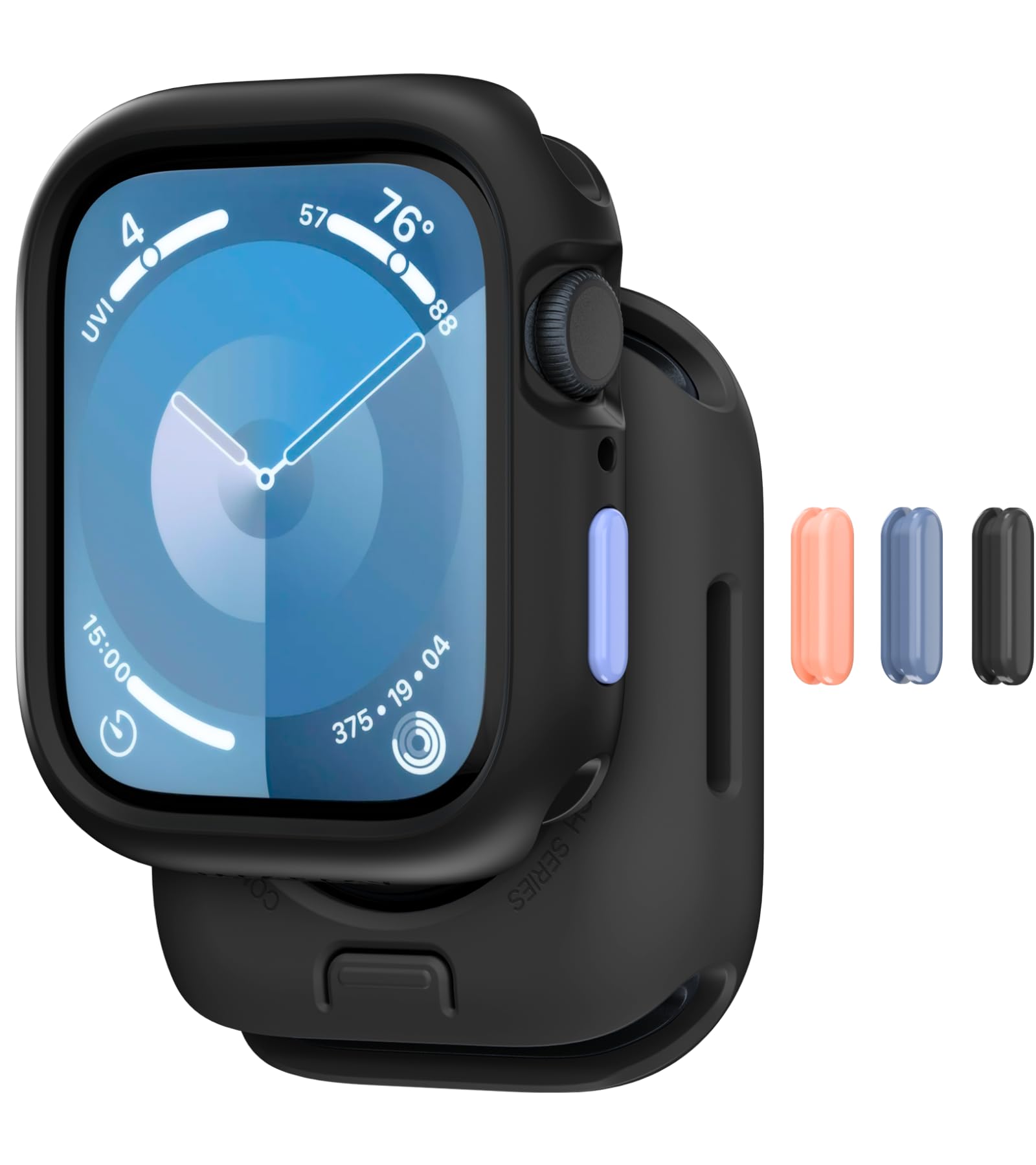 MAGEASY Protective Case for 44mm Apple Watch SE3, 45mm Apple Watch Series 9, 8, 7 | Shockproof Silicone Bumper, Skin - Midnight 