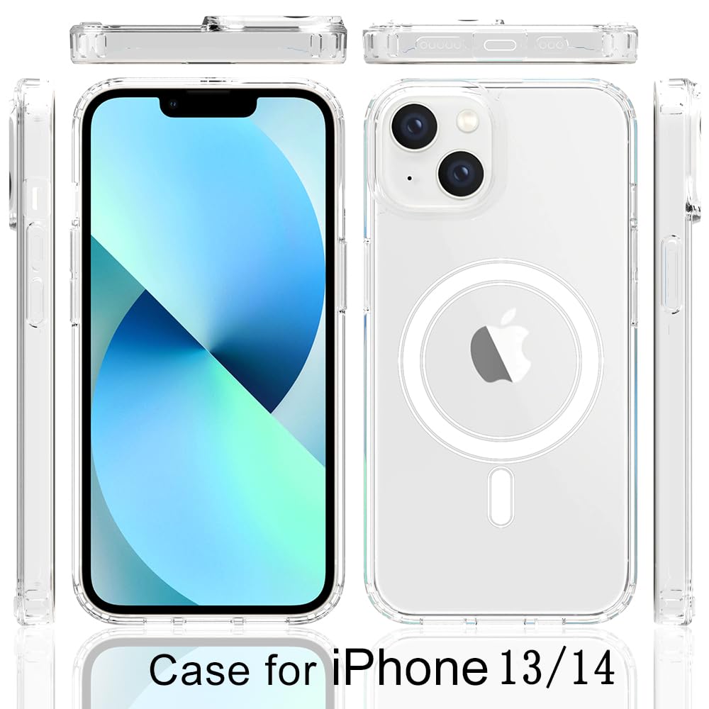 Pinlisheng For Iphone 14/Iphone 13 Case 6.1 Inch [Compatible With Magsafe] Shockproof Slim Phone Bumper Cover, Magnetic Phone Ca