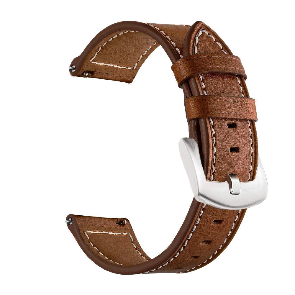 Ldfas Galaxy Watch 45Mm/46Mm Bands, Genuine Leather 22Mm Watch Strap With Silver Buckle Compatible For Samsung Galaxy Watch 3 45