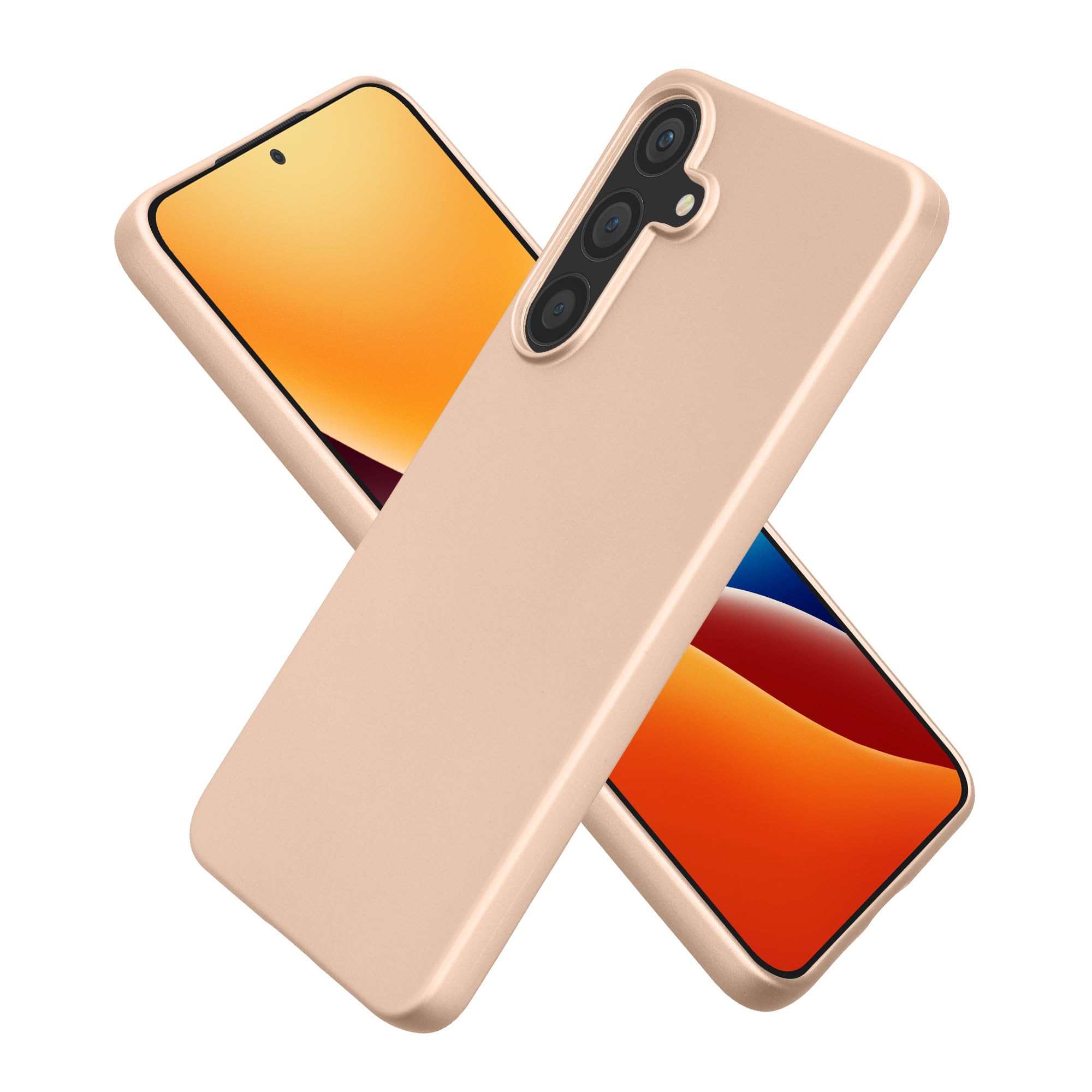 kwmobile Case Compatible with Samsung Galaxy S25 FE Case - Soft Slim Metallic TPU Silicone Cover - Metallic Gold