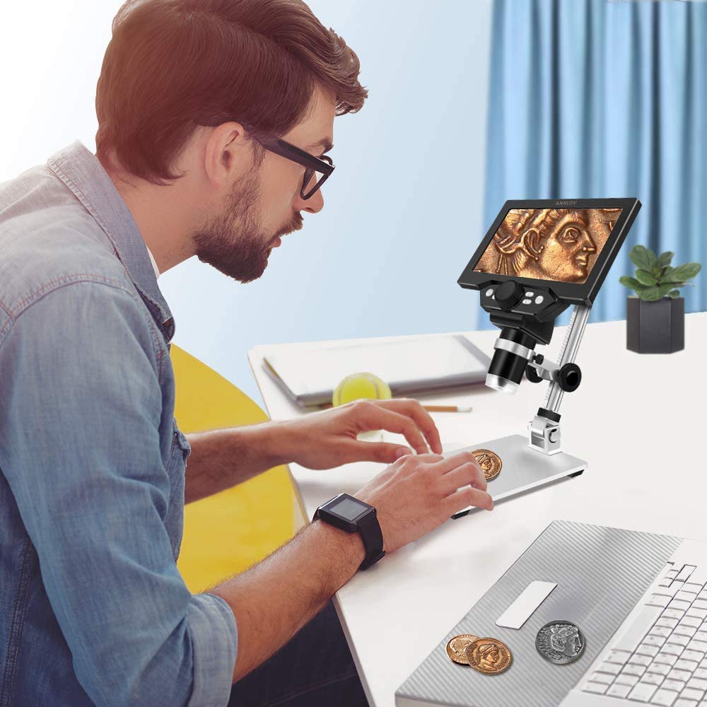 Koolertron 7'' Lcd Digital Microscope With 32G Tf Card,12Mp 1 1200X Magnification Handheld Usb Microscope Camera,8 Led Light,Rec