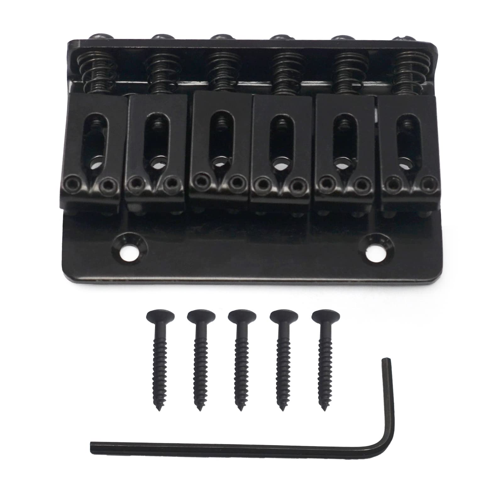 Maxcheer 65Mm Metal Fixed Hardtail Saddle Bridge Top Load Guitar Tailpiece For 6 String Electric Guitar Or Strat Guitar (Black,