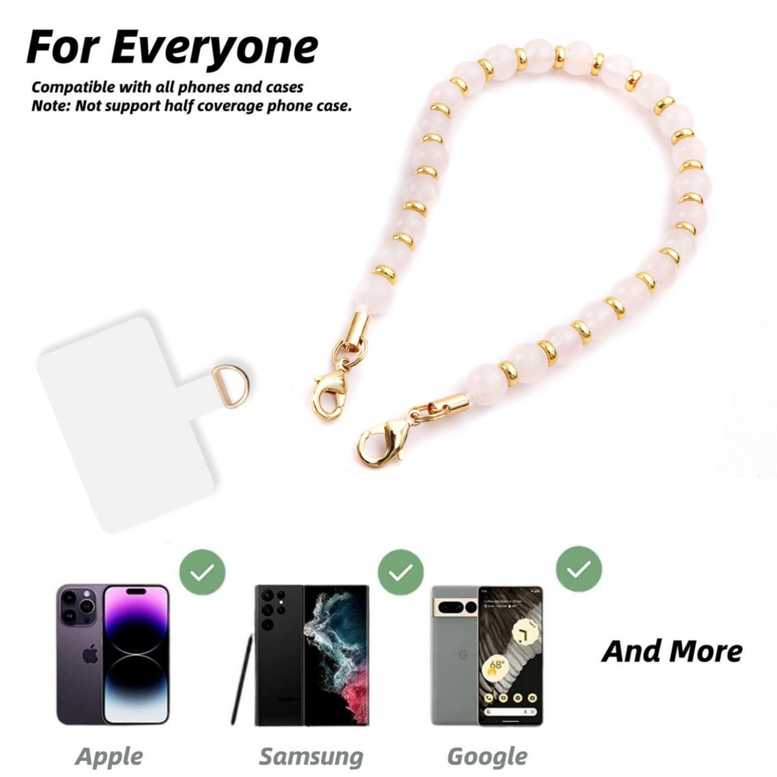 Lostars Marble Beaded Iphone Wrist Strap,Detachable Phone Bracelet Strap With Tether Tab,Hands Free Phone Wristlet Strap (Rose Q