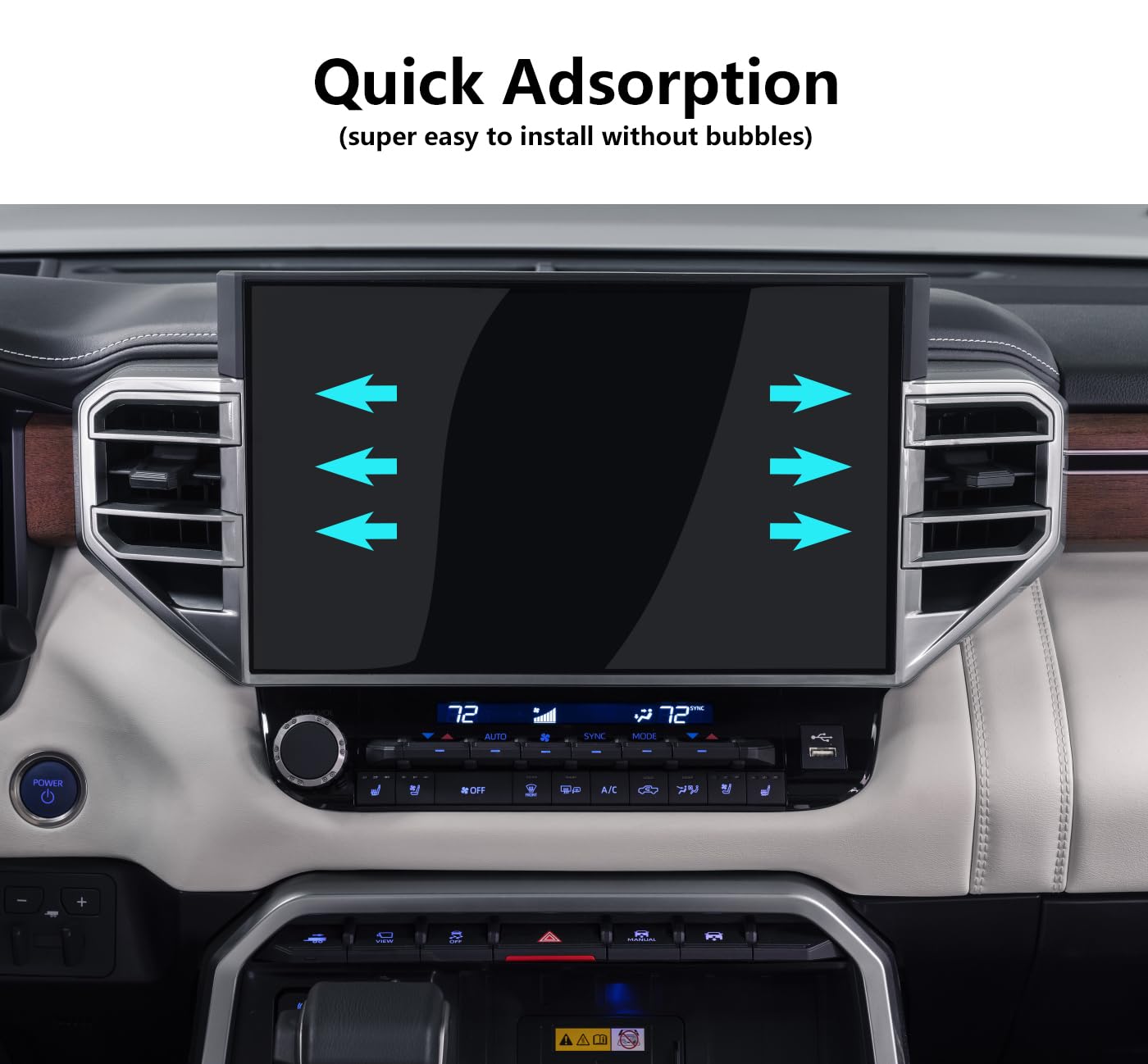 Azzigo Tempered Glass Screen Protector For 2024 2023 2022 Toyota Tundra & 2024 2023 Sequoia 14 Inch Navigation Touchscreen High