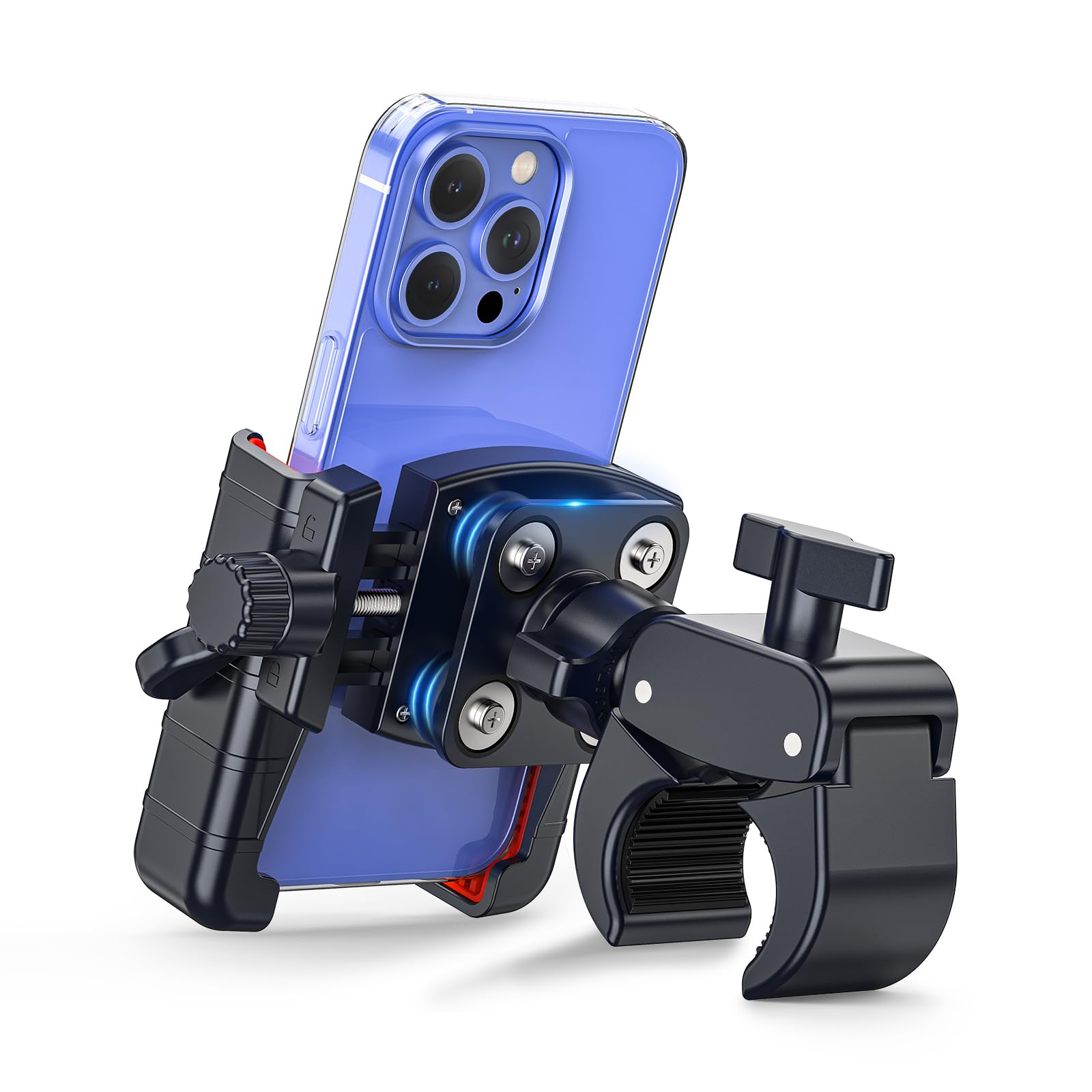 MARSRIDER 3rd-Gen Anti Vibration Motorcycle Phone Mount Holder, Bike Handlebar Cell Phone Holder with High-Speed Safety Lock, El