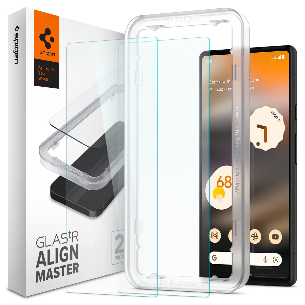 Spigen Tempered Glass Screen Protector Glastr Alignmaster] Designed For Pixel 6A (2022)   2 Pack