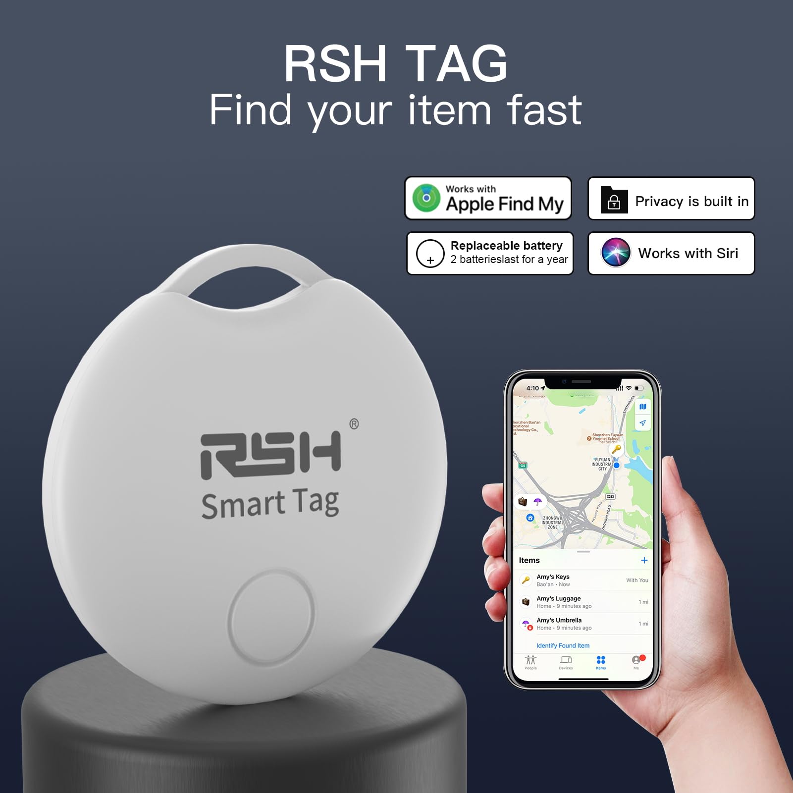 Key Finder Tracker Luggage Bluetooth Tracker Smart Tag Works With Apple Find My, Smart Key Finder Locator For Bags,Wallet Tracke