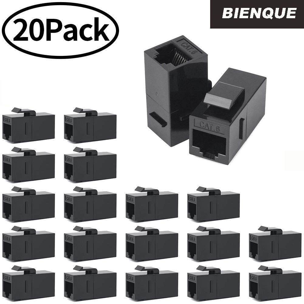 Bienque Rj45 Coupler, Rj45 Keystone Jack, Keystone Cat6 Coupler Female To Female (20Pack, Cat6/Cat5/Cat5E Ethernet Coupler Extender)�