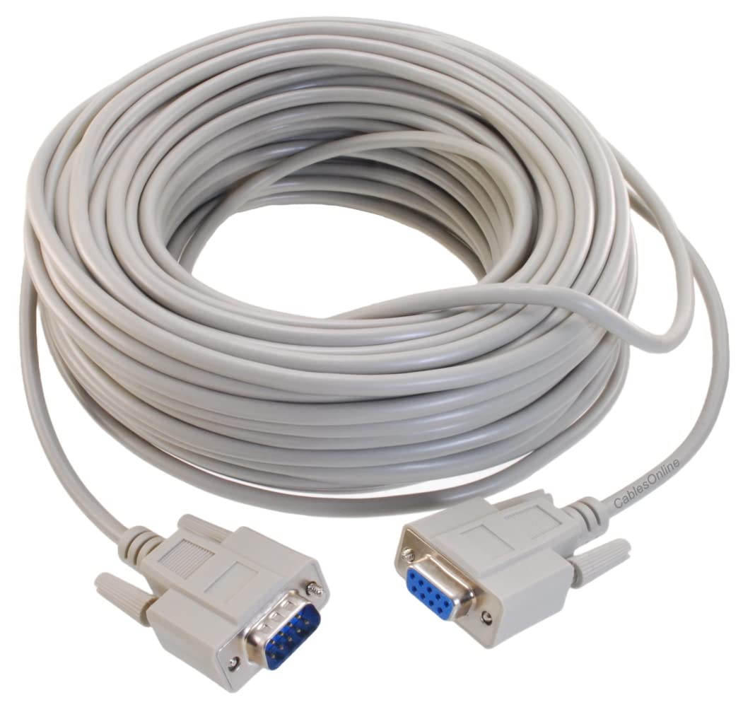 CablesOnline 100ft DB9 Serial Male to Female 9-Wire Straight Thru Extension Cable (S-3100)