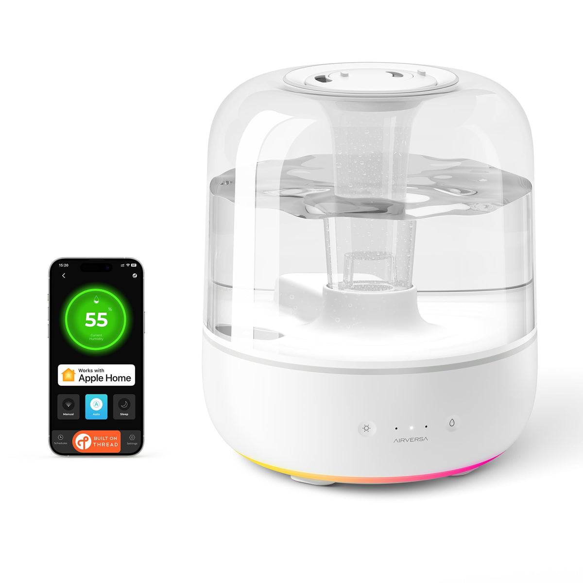 Airversa Humidifiers For Home Bedroom Large Room Smart Works With Apple Home Over Thread 5.5L Cool Mist For Indoor Use App/Voice