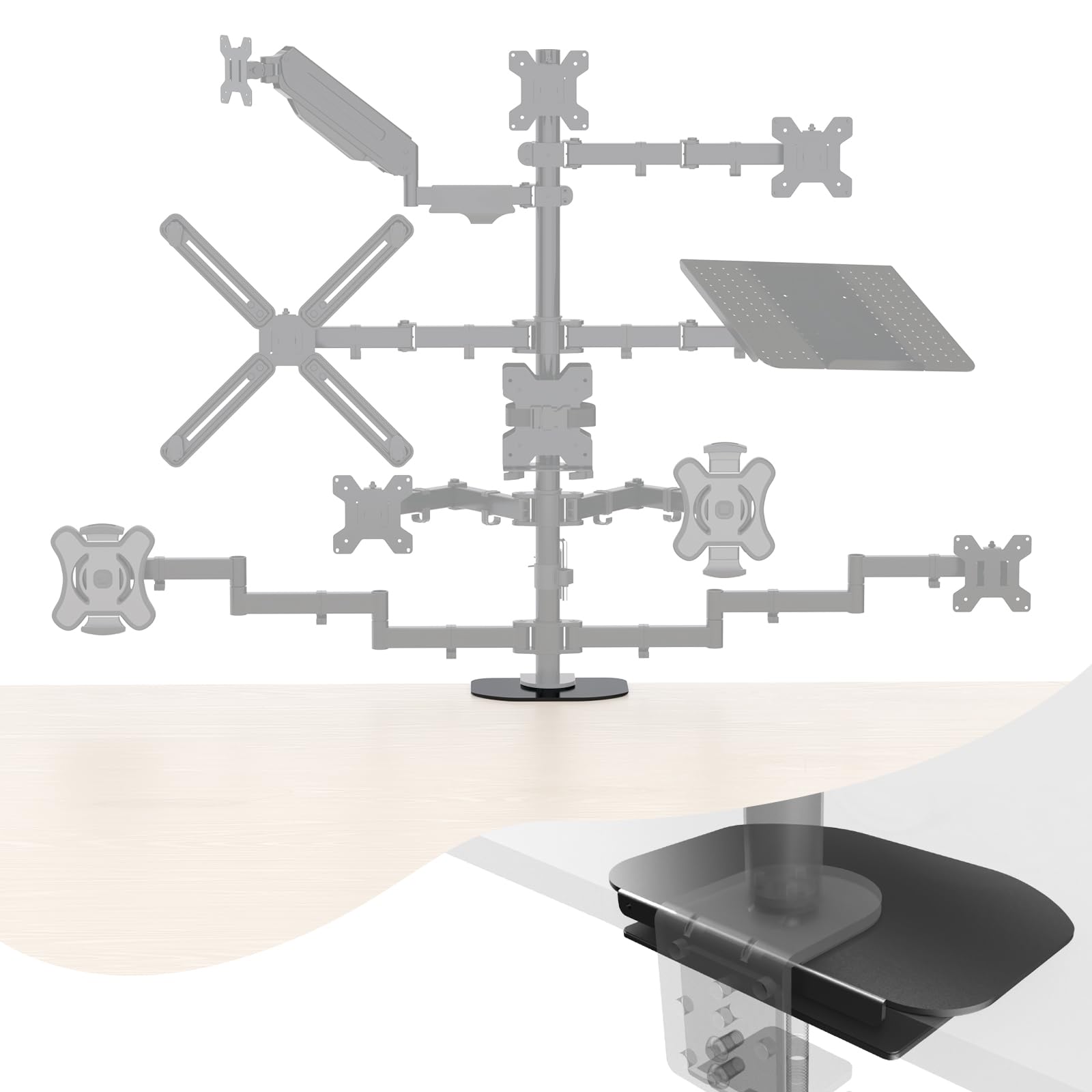 Monitor Mount Reinforcement Plate, Monitor Mount For Glass Desk, Steel Bracket Plate For Thin, Glass And Other Fragile Tabletop,
