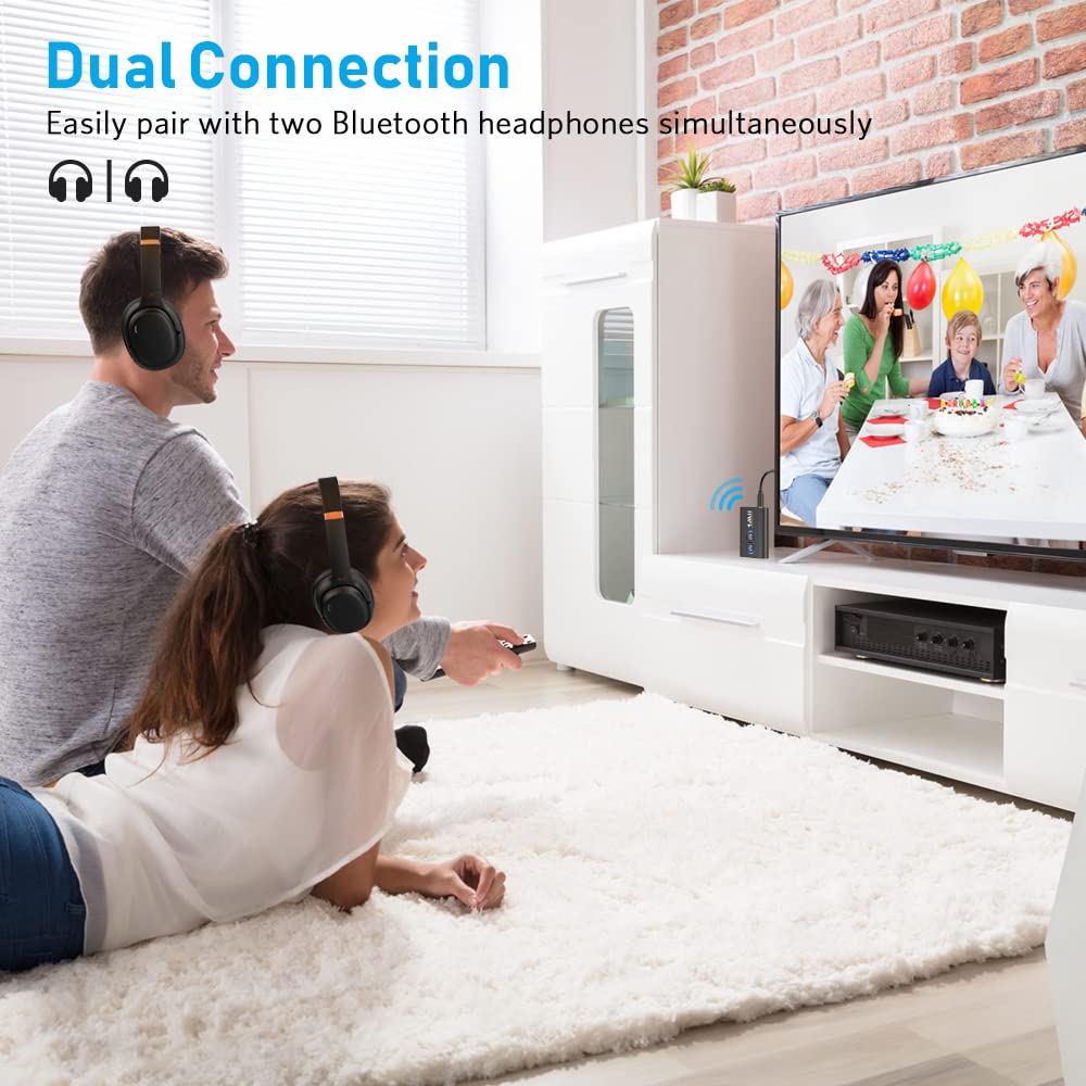 1Mii Bluetooth 5.3 Transmitter Receiver For Tv To Wireless Headphones, Dual Link Aptx Adaptive/Low Latency/Hd Audio, Aux Adapter