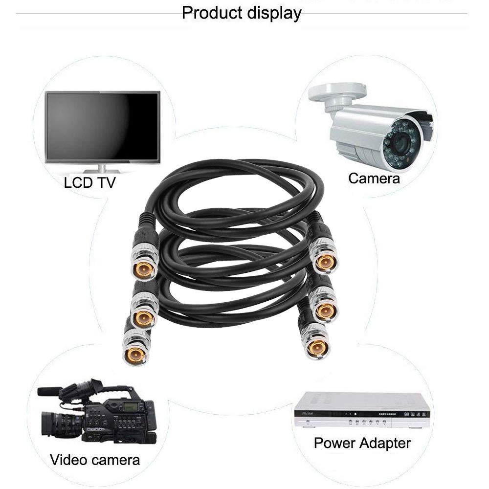 Joinsi 5 Pack 5Ft Bnc Male To Bnc Male Jumper 75 Ohm Cable Extension Connector For Cctv Dvr To Tv System