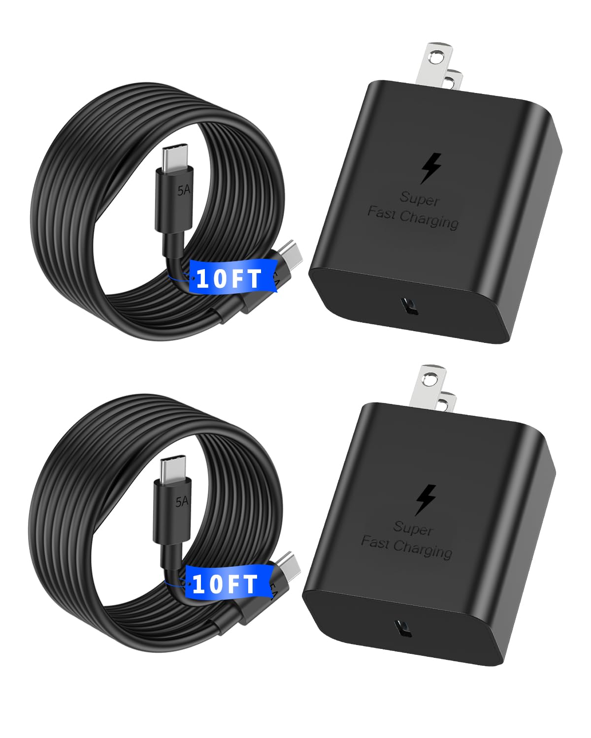 45W USB C Charger Block, 2Pack Super Fast Charger Type C PD Fast Charging with 5A USB-C Cable for Samsung Galaxy S25 Ultra/S25+/
