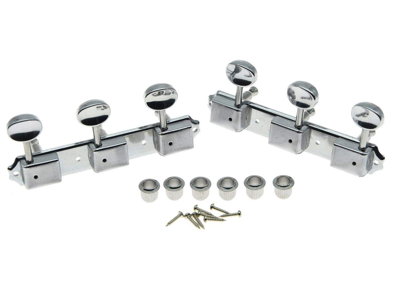 KAISH Chrome 3 per side 3x3 on a Plate Vintage Guitar Tuning Keys Tuners for Les Paul