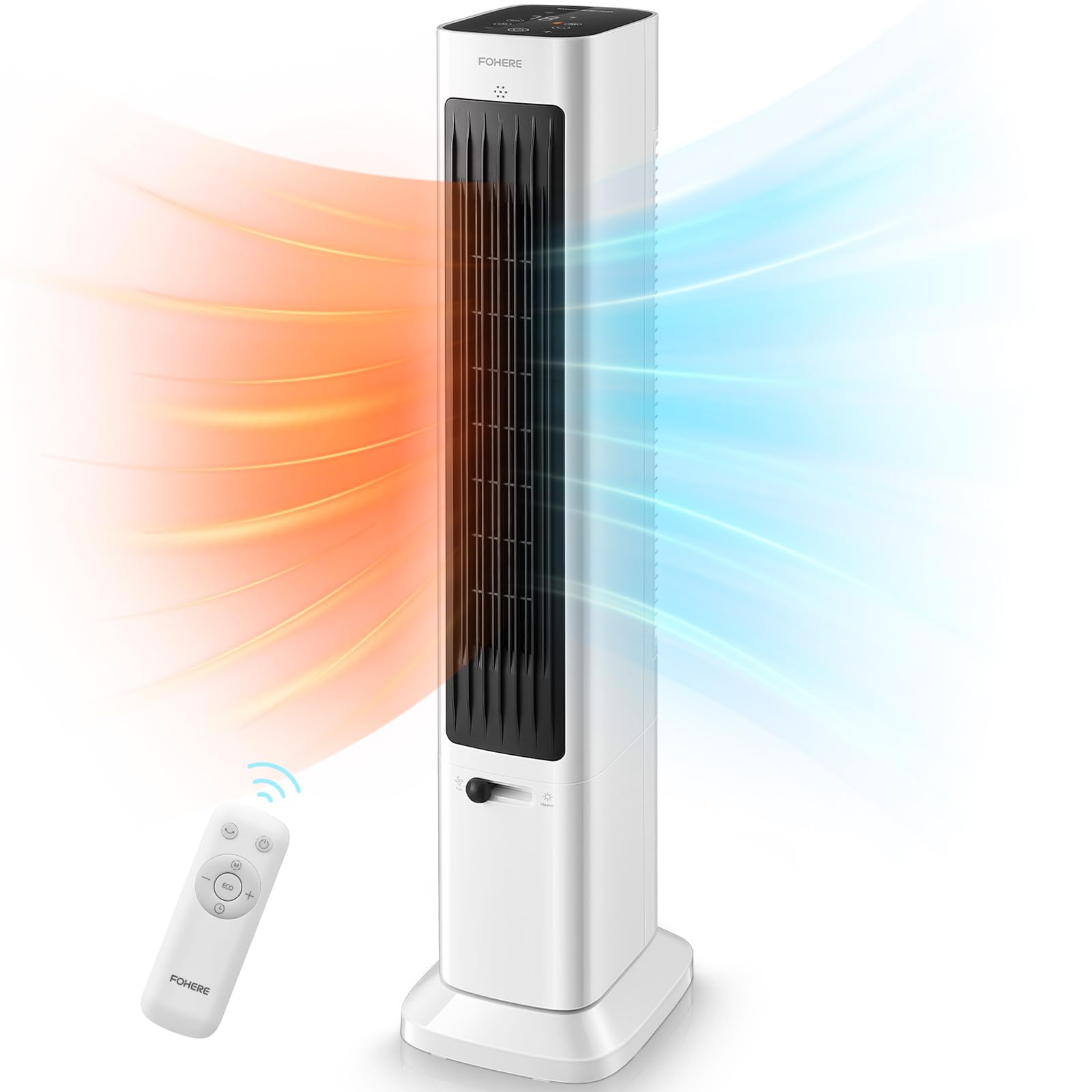 Fohere Oscillating Tower Fan And Space Heater In One For Indoor Use, All Season High Velocity Fan And Heater Combo Safety With O