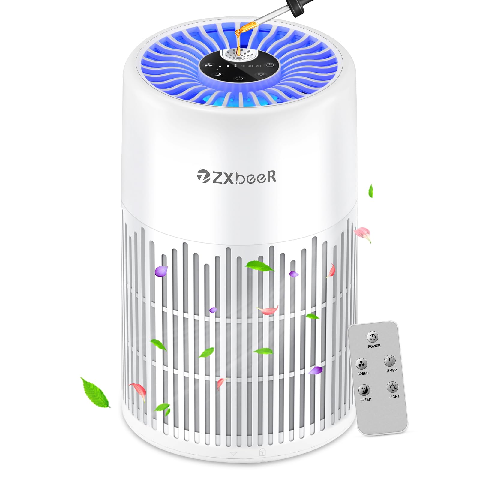 ZXBEER H13 True HEPA Air Purifier with Remote Control, Night Light, Timer, Sleep Mode, Quiet Air Cleaner for Baby, Living Room, 