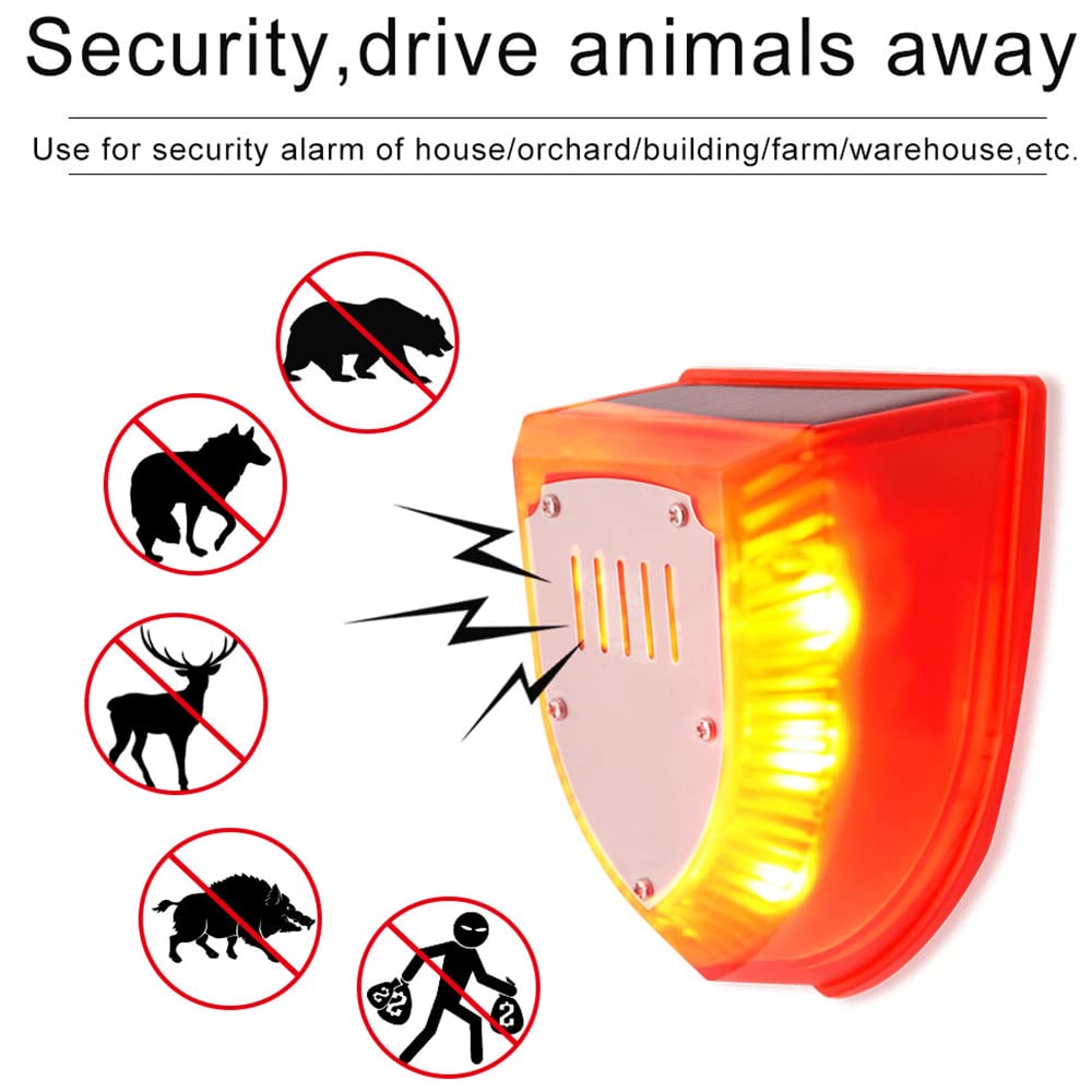 Burglar/Anti Intrusion Trip Alarm, Solar Outdoor Indoor Sound And Light Siren, 129Db Diy Home/Camping/Portable Security Alarm Fo