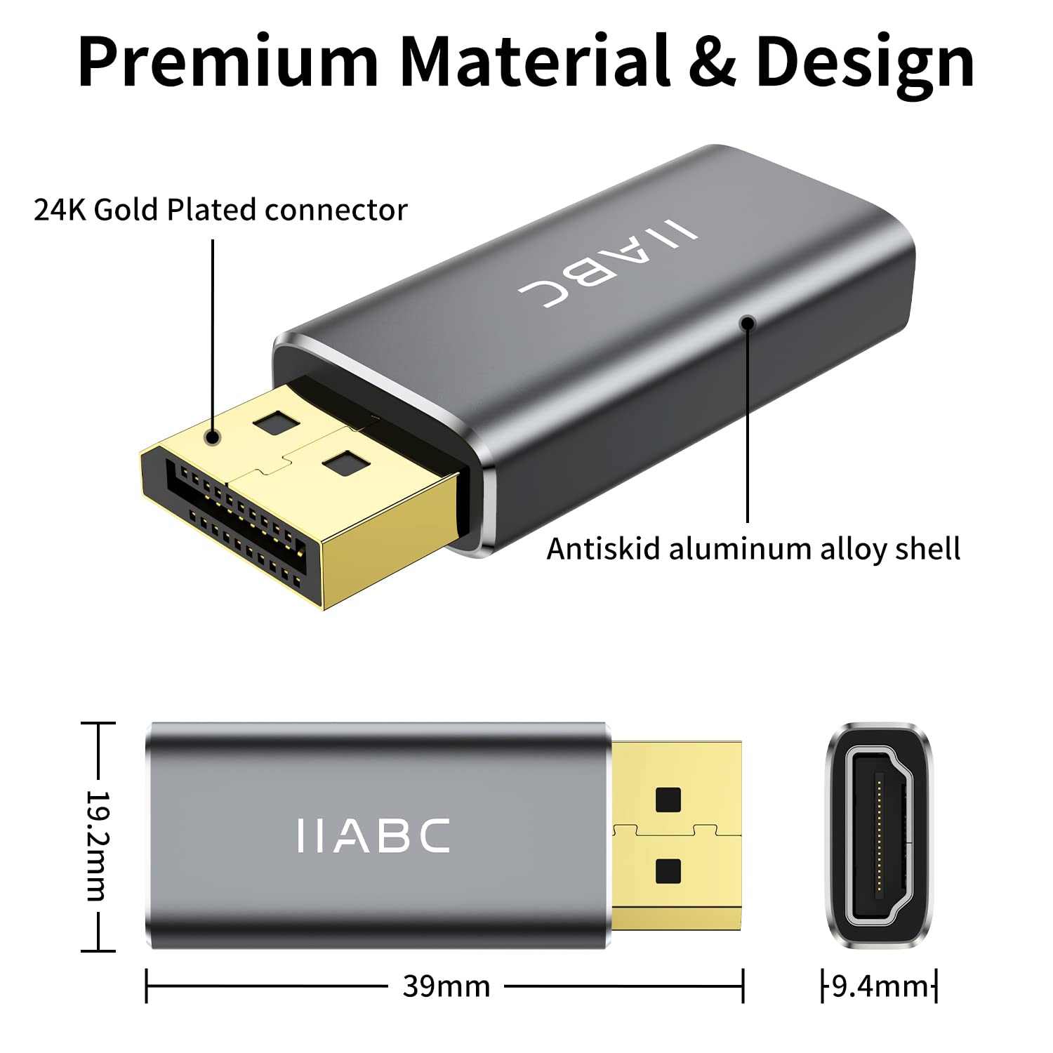 Iiabc Displayport To Hdmi Adapter (2Pack) 4K 24K Gold Plated Displayport Dp To Hdmi Female Converter,Uni Directional Display Por