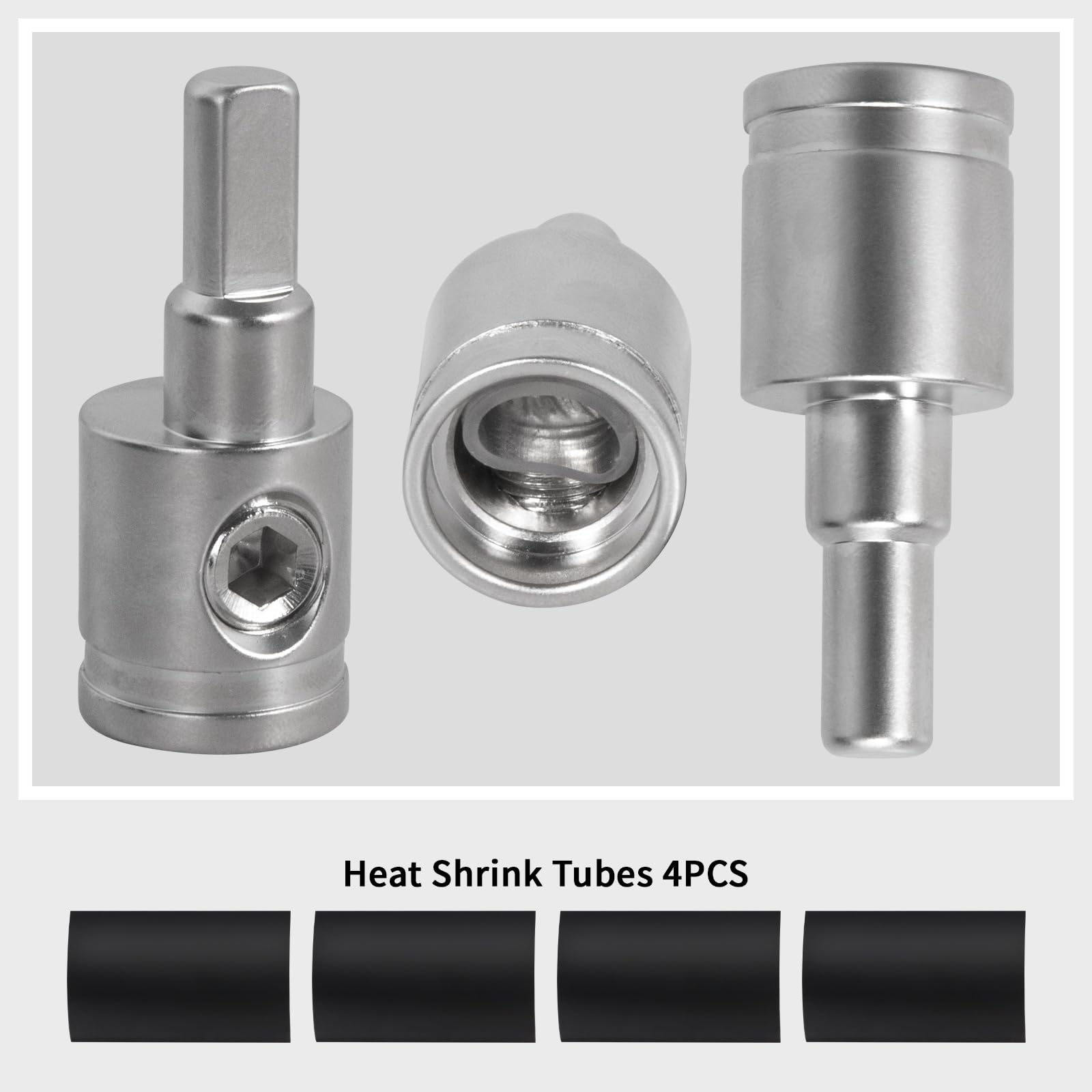 Amp Input Reducer From 0 Gauge To 4 Gauge With Hex Screw Clamp, Includes Extra Screws, Heat Shrink Tubes & Hex Tool For Car Audi