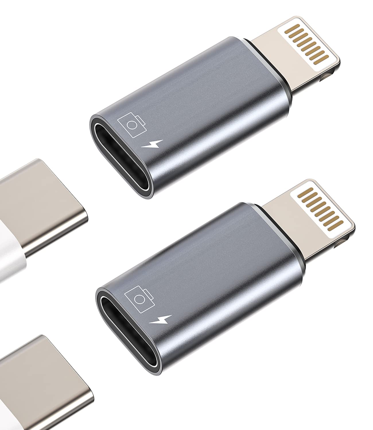 USB C Female to Lightning Male for iPhone OTG Adapter(2Pack) Apple Charger Data Sync Dongle Typec Camera Card Reader Flash Driv