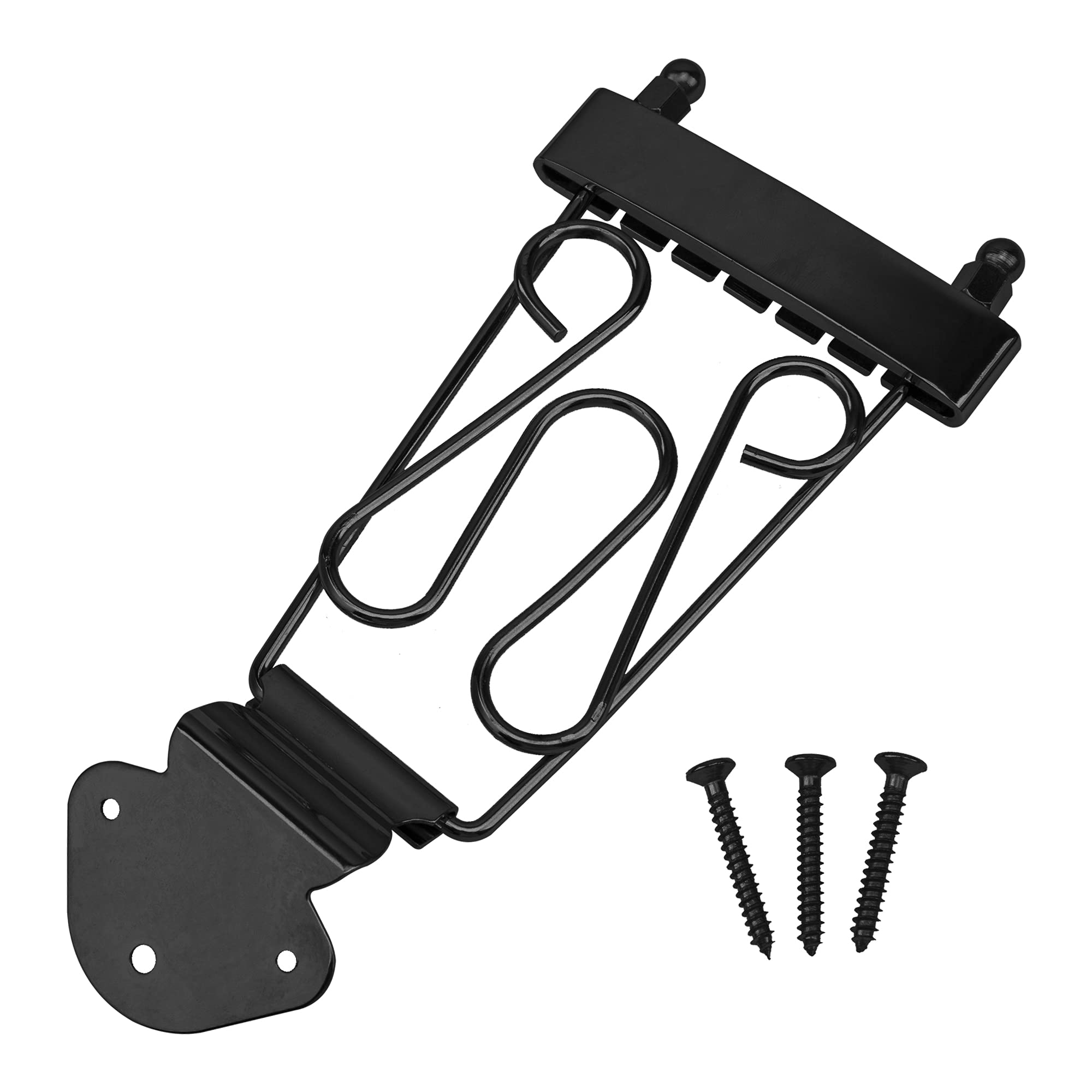 1Pcs Yootones 6 String Trapeze Tailpiece Guitar Bridge With Screws Compatible With Jazz Archtop Electric Guitars (Black)