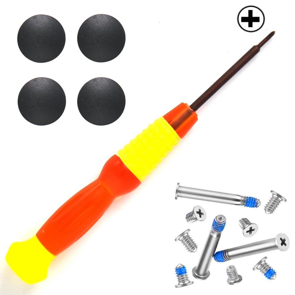Padarsey 4 Pack Rubber Case Feet With Screws Screwdriver Kit Set Compatible For Macbook Pro A1278 A1286 A1297 13 15 17 (Not For