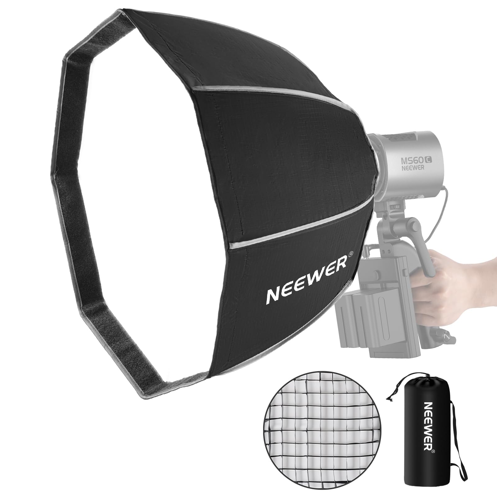 Neewer Octagonal Softbox 50 Cm With Neewer Bracket, Octabox Softbox Folding & Quick Installation With Honeycomb Light Diffuser/G