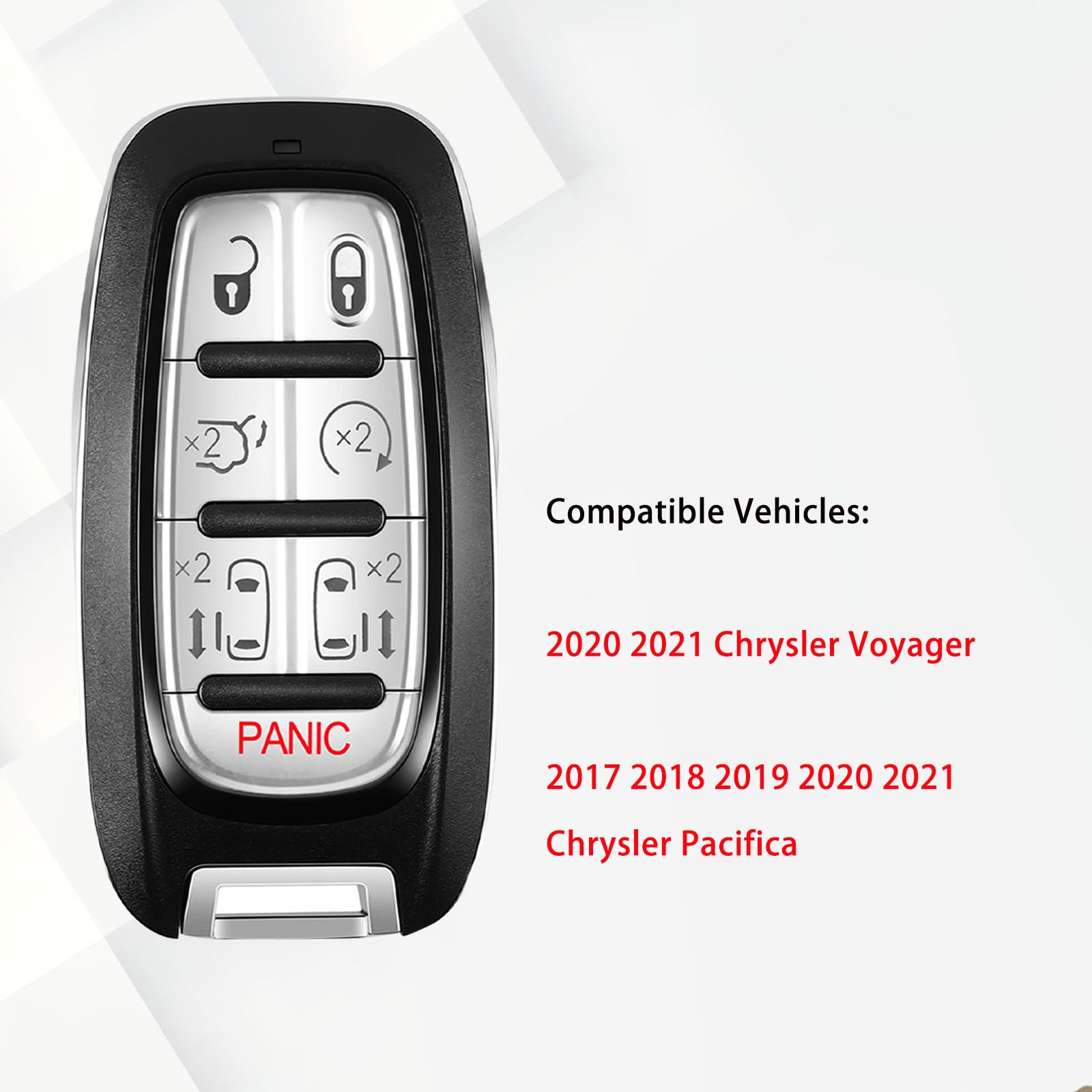Self-Programmable Replacement For Proximity Smart Keyless Entry Remote Control Key Fob Compatible With 2017 - 2021 Chrysler Paci