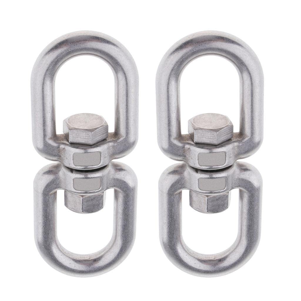 VMS INDIA 2Pcs Stainless Swivel Ring Sturdy Durable Double Ended Swivel Eye for Swings