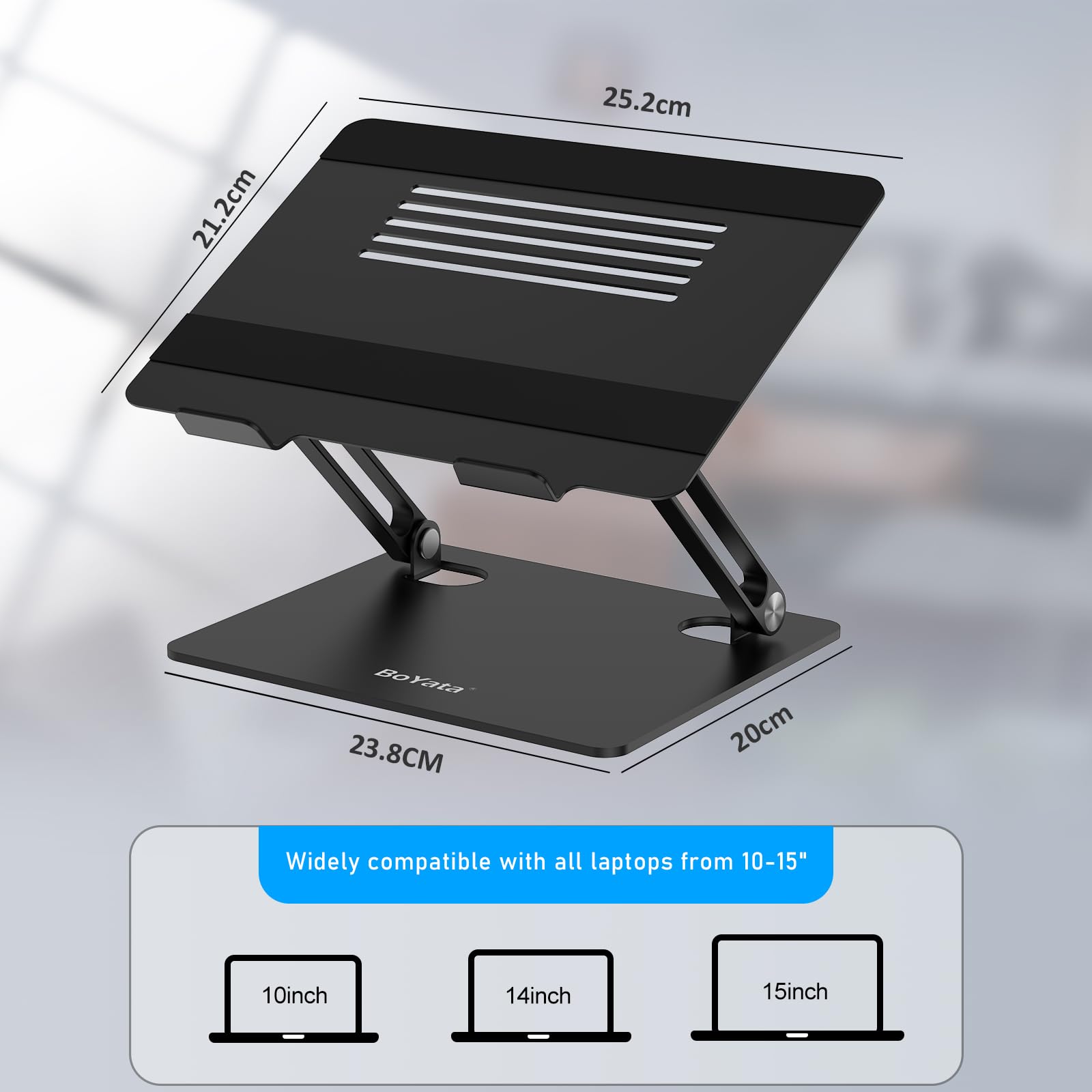 Boyata Laptop Stand, Adjustable Laptop Riser Ergonomic Computer Stand For Desk, Laptop Holder Compatible For Macbook Pro/Air, Su