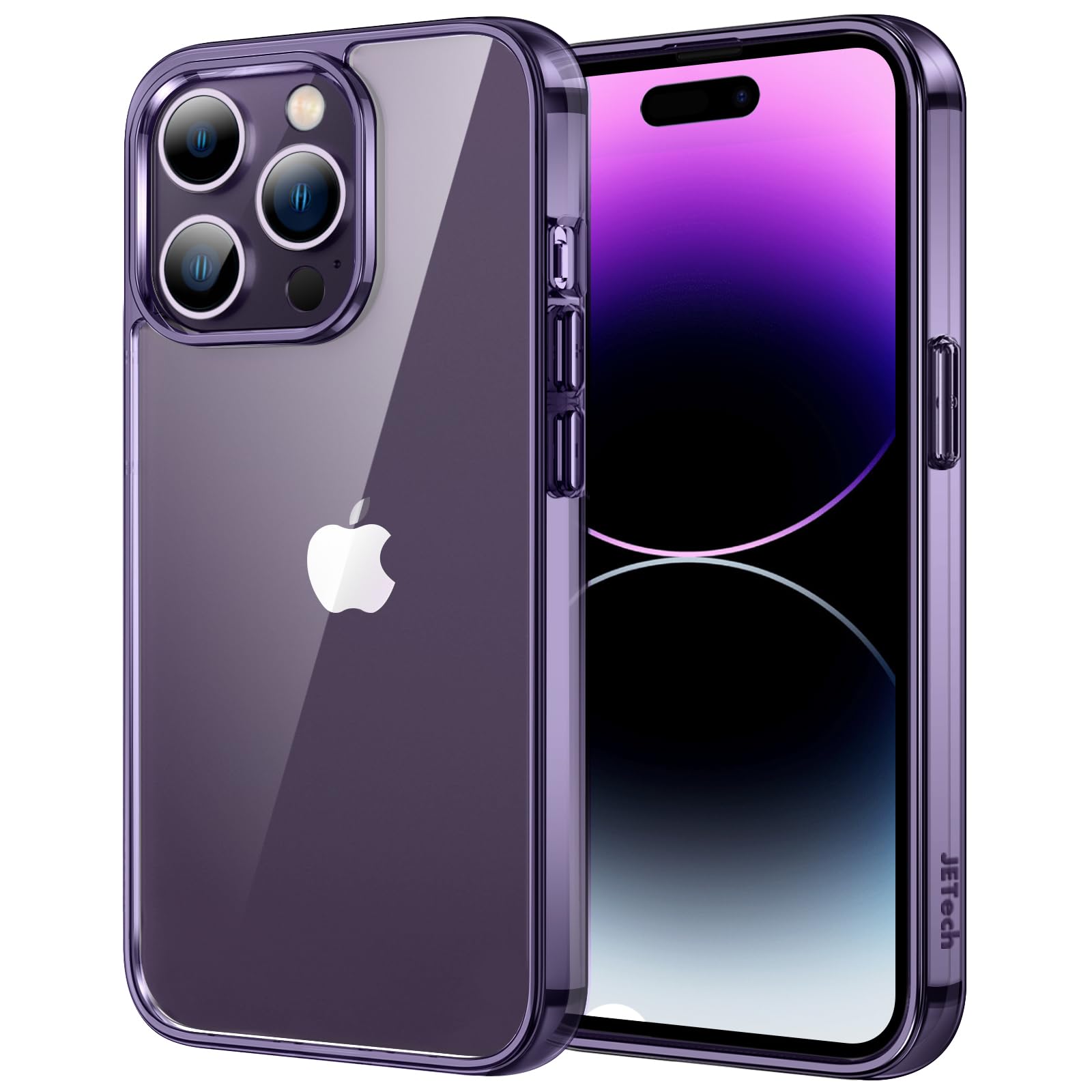 Jetech Case For Iphone 14 Pro Max 6.7 Inch, Non Yellowing Shockproof Phone Bumper Cover, Anti Scratch Clear Back (Deep Purple)