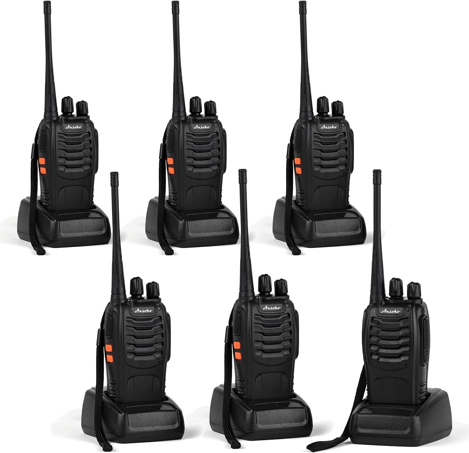 Ansoko Two Way Radio Walkie Talkie, Long Range Walkie Talkies For Adults 16 Ch 2 Way Radio With Earpieces And Rechargeable Batte