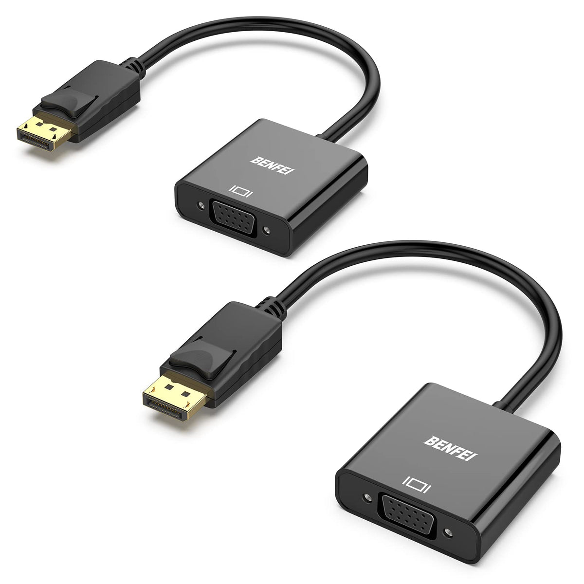 Benfei Displayport To Vga 2 Pack,Gold Plated Uni Directional Dp Computer To Vga Screen Adapter 1080P (Male To Female) Compatible