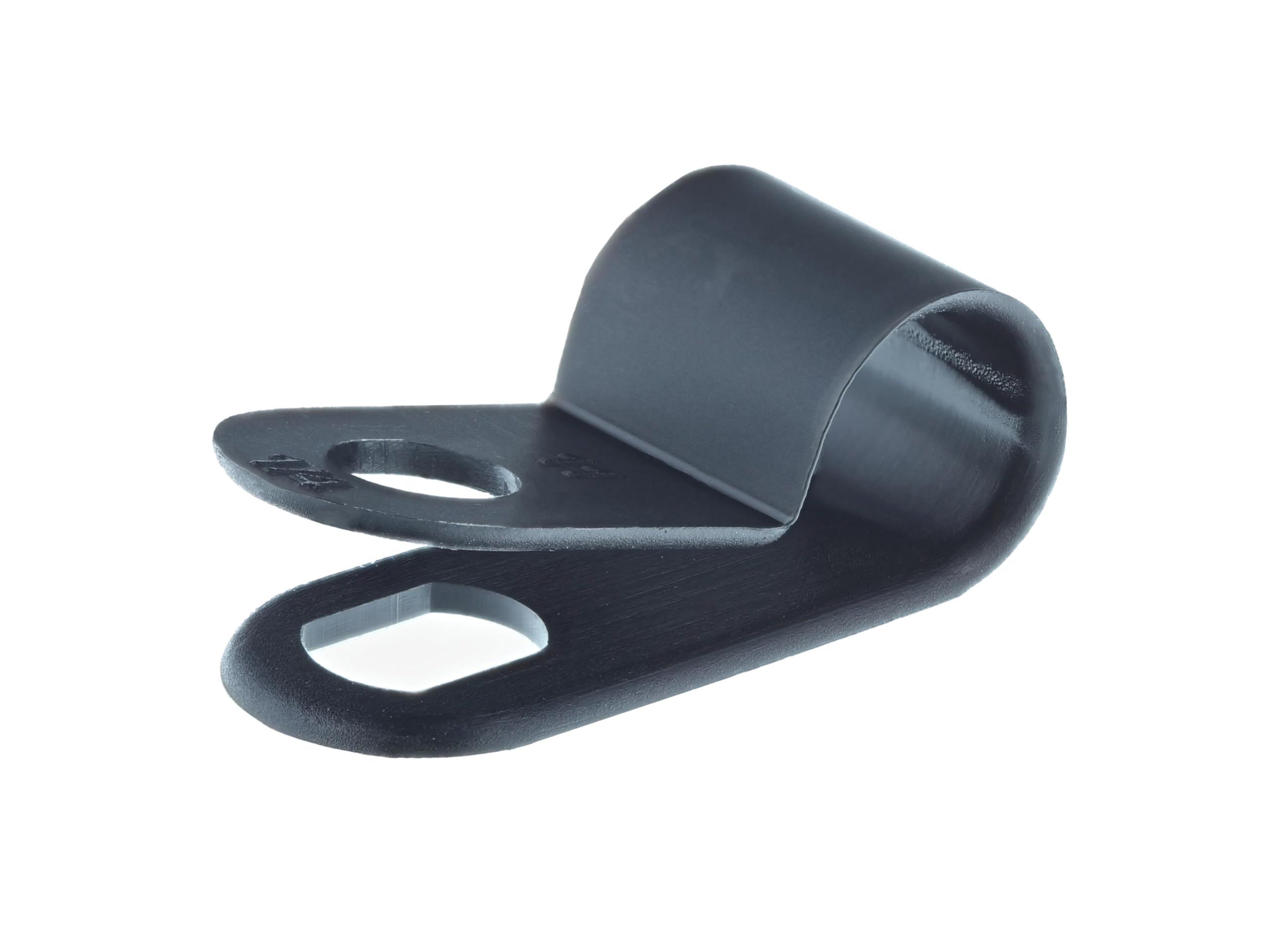 Secure 1/4 Inch Standard R Type UV Black Nylon Screw Mount Cable Clamp for Wire Management - 100 Pack