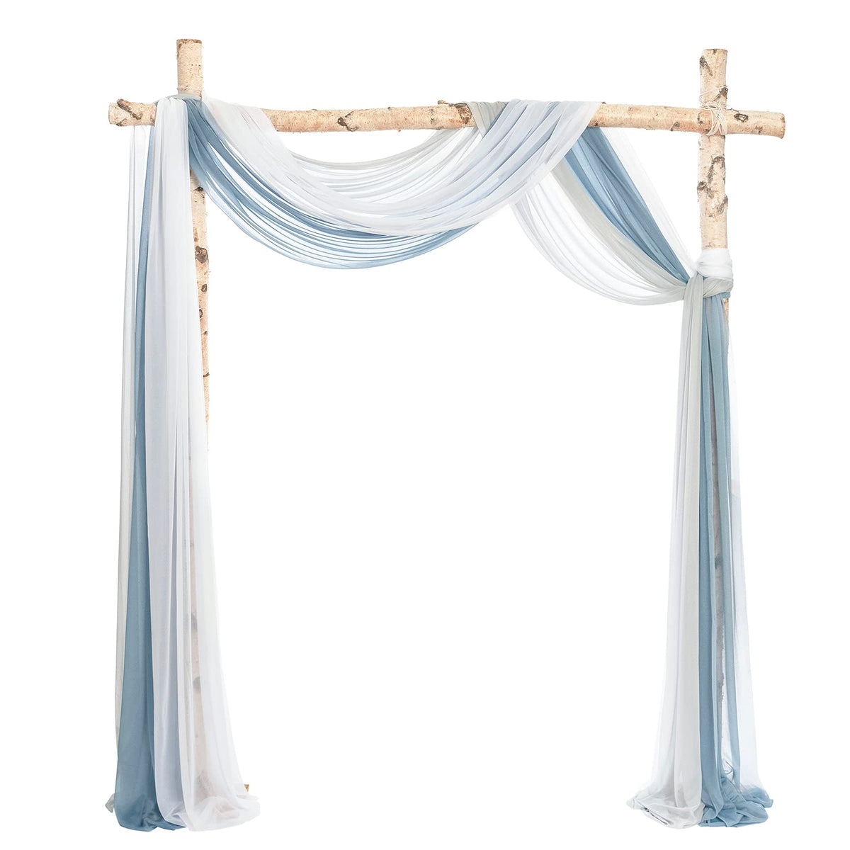 Ling'S Moment 3 Panels 20Ft Blue Wedding Arch Chiffon Draping Fabric, Sheer Hanging Drapes Arrangement For Wedding Ceremony Rece