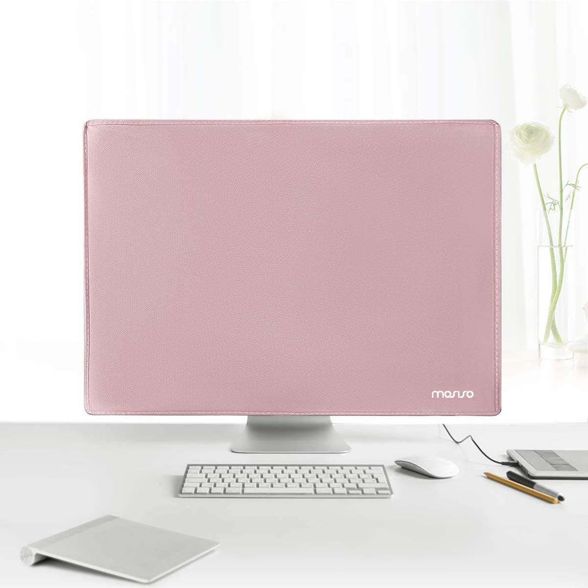 Mosiso Monitor Dust Cover 22, 23, 24, 25 Inch Anti Static Dustproof Lcd/Led/Hd Panel Case Computer Screen Protective Sleeve Compatible With Imac 24 Inch, 22 25 Inch Pc, Desktop And Tv, Pink
