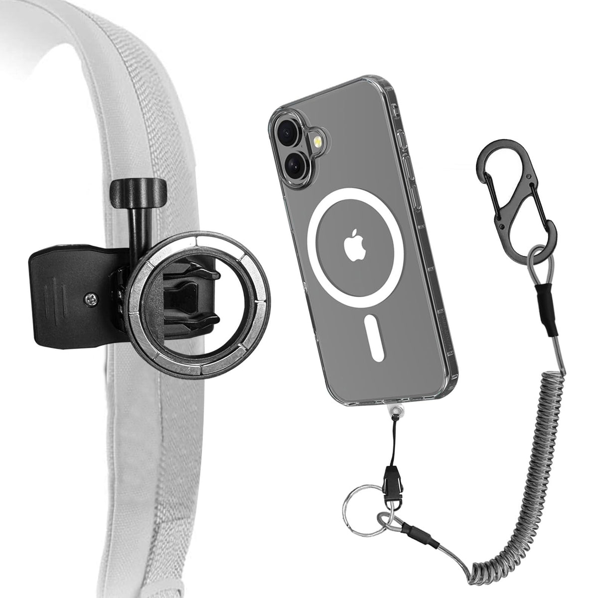 Toolin Magnetic Phone Holder For Shoulder Strap,Phone Backpack Clamp Mount,Compatible With Iphone 16/15/14/13/12,Fit Hiking/Clim
