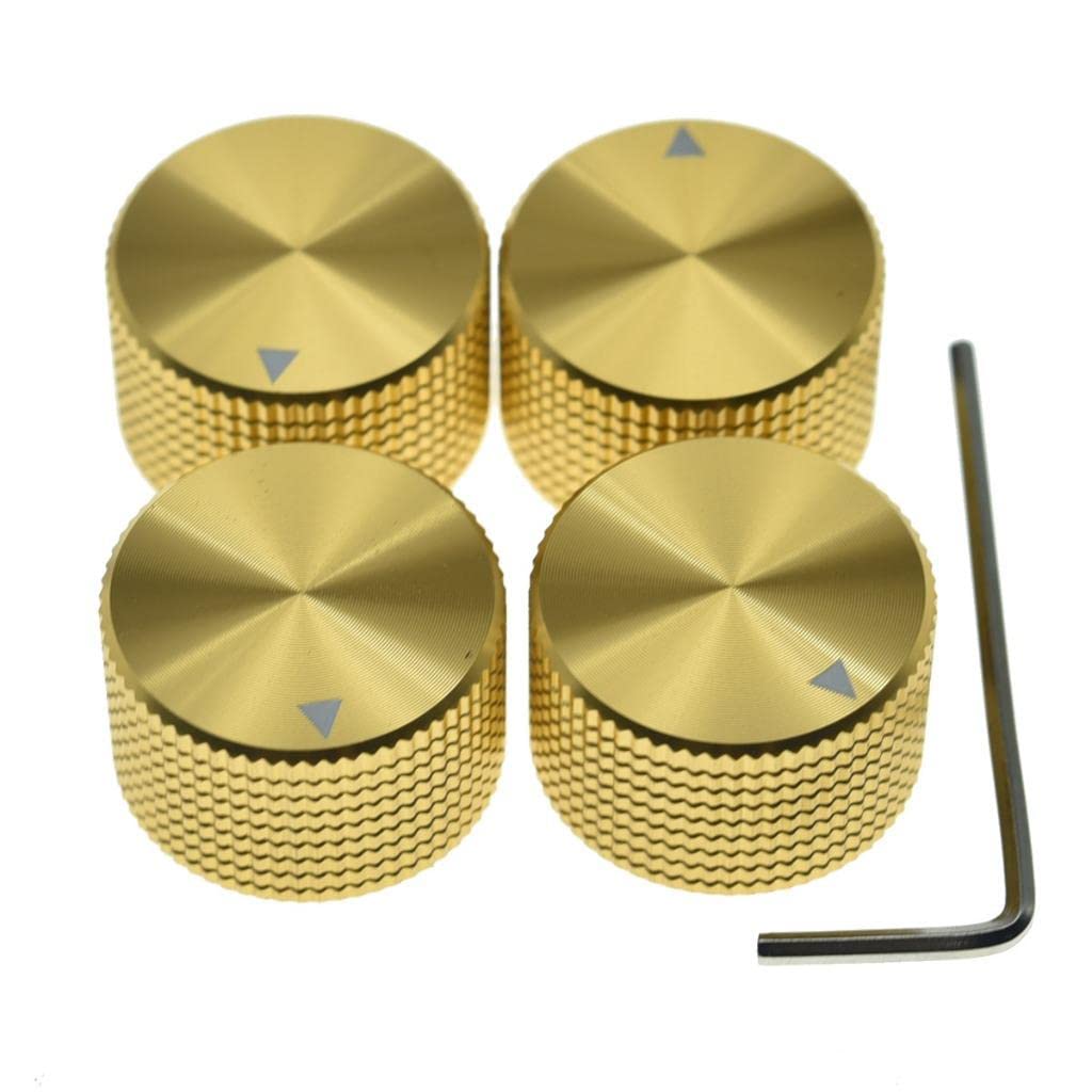 4Pcs 25 * 15.5Mm Aluminium Potentiometer Knobs 1/4''(6.35Mm) Universal Metal Pot Control Knobs With Indicator & Set Screw For Gu