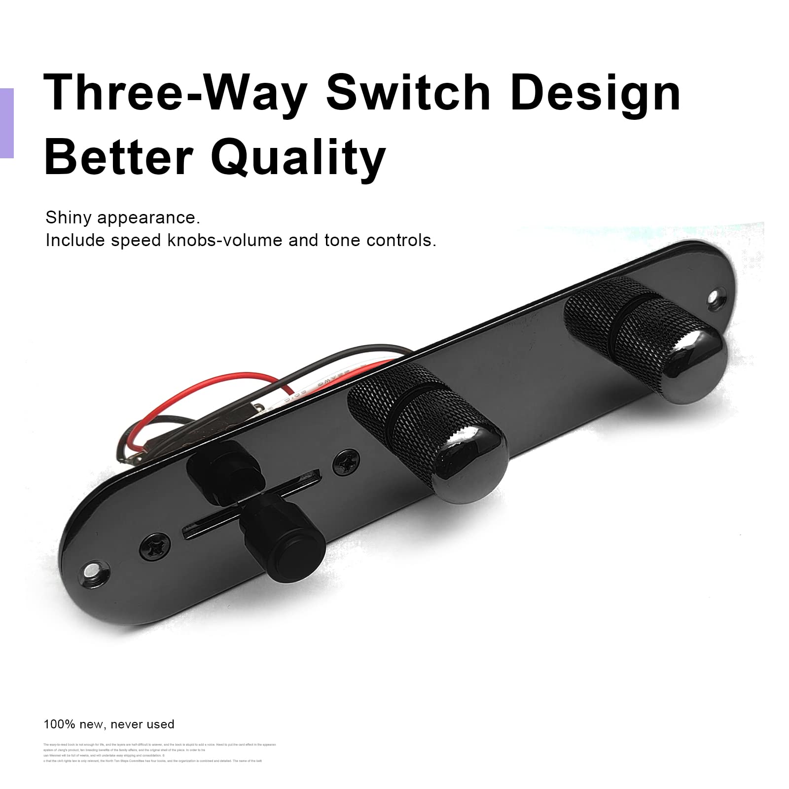 Saphue Guitar Control Plate Loaded Chrome/Nickel With 3 Way Switch 500K Tone And Volume Knob Prewired Screws Output Jack For Fen